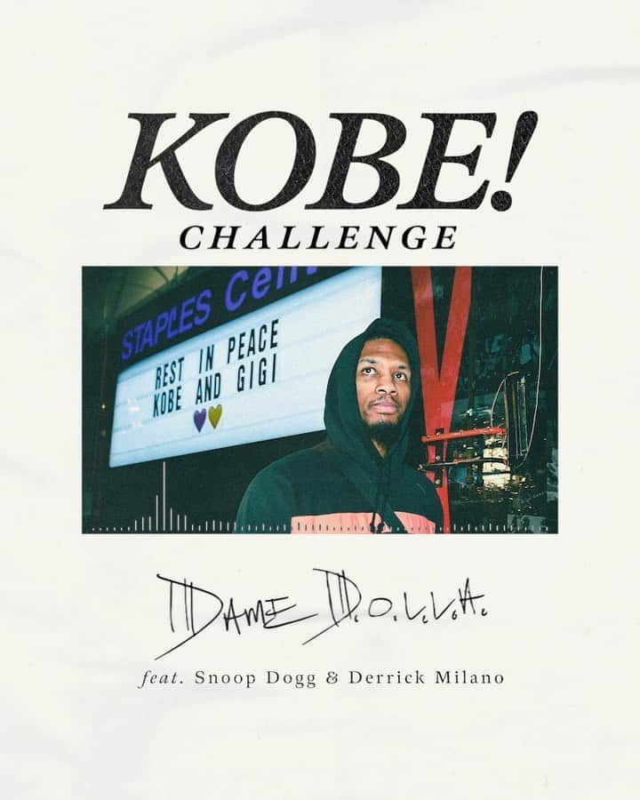 デイミアン・リラードのインスタグラム：「We made our track “Kobe” to pay tribute to someone that had a huge impact on all of us. I know there are so many MCs out there that have been inspired by Kobe, so I’m releasing an open verse/instrumental of “Kobe” today for every MC that wants to make their own tribute. Link to the open verse/instrumental in my bio. #KobeChallenge #MambaForever @snoopdogg @derrickmilano」