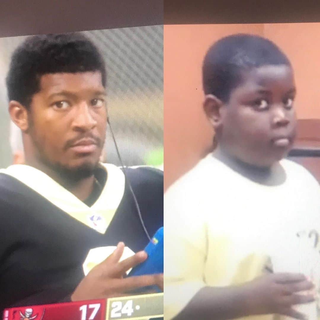 ラッシャッド・ジェニングスのインスタグラム：「The moment of game 1 after pick #2 when Jameson Winston got caught staring at his replacement... 😂」