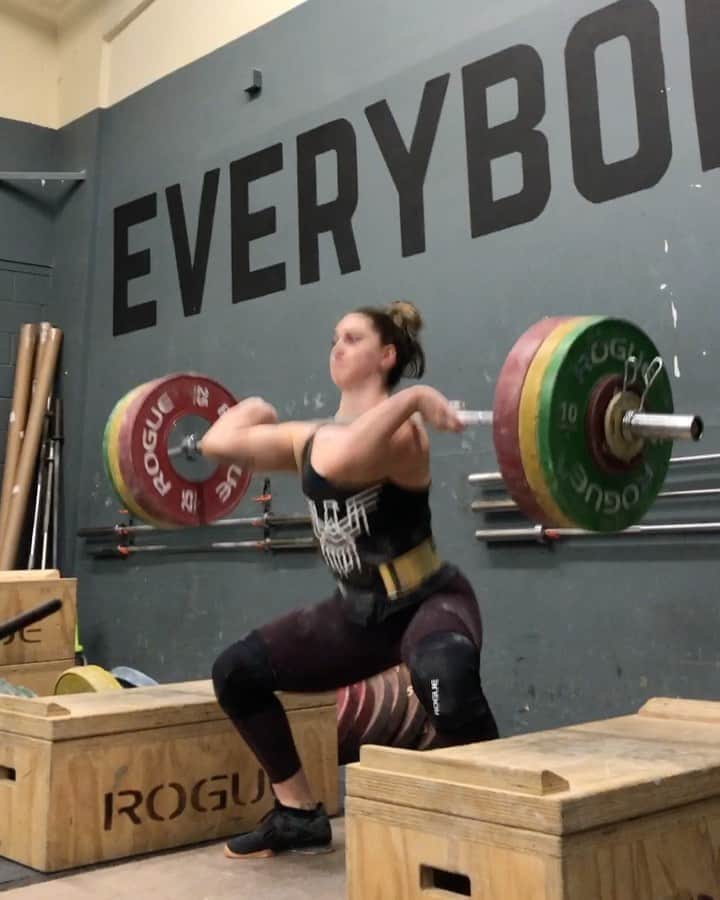 マッティ・ロジャーズのインスタグラム：「This would have been our normal back off week, but I’m gonna go for a lil power total this weekend for fun, so this week will instead be POWER WEEK. Blocks + powers are in my opinion the absolute hardest variation of the lifts (at least for me), but turned on the big brakes and stayed right at my comfy zone of the most borderline powers possible 🙃 Back is still #shreked from max deads Friday (turns out maxing your dead like once every other year FUCKS YOU UP.. but we knew this) so the block power combo was actually almost (ALMOST) a welcome one today! Should be interesting to find out what my powers are at as the week goes on.   @roguefitness @2poodperformance」