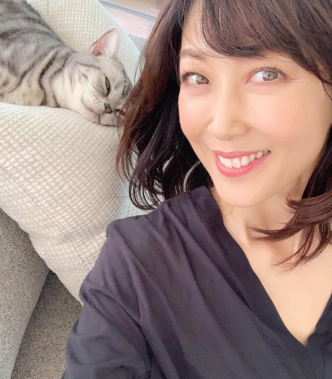 草間淑江さんのインスタグラム写真 - (草間淑江Instagram)「打ち合わせから帰ってきたら  薄目開けて寝てた😆  #ただいまー#我が家の猫#薄目開けて寝てた#笑笑 #猫のいる生活#猫のいる暮らし」9月15日 14時52分 - yoshie_kusama