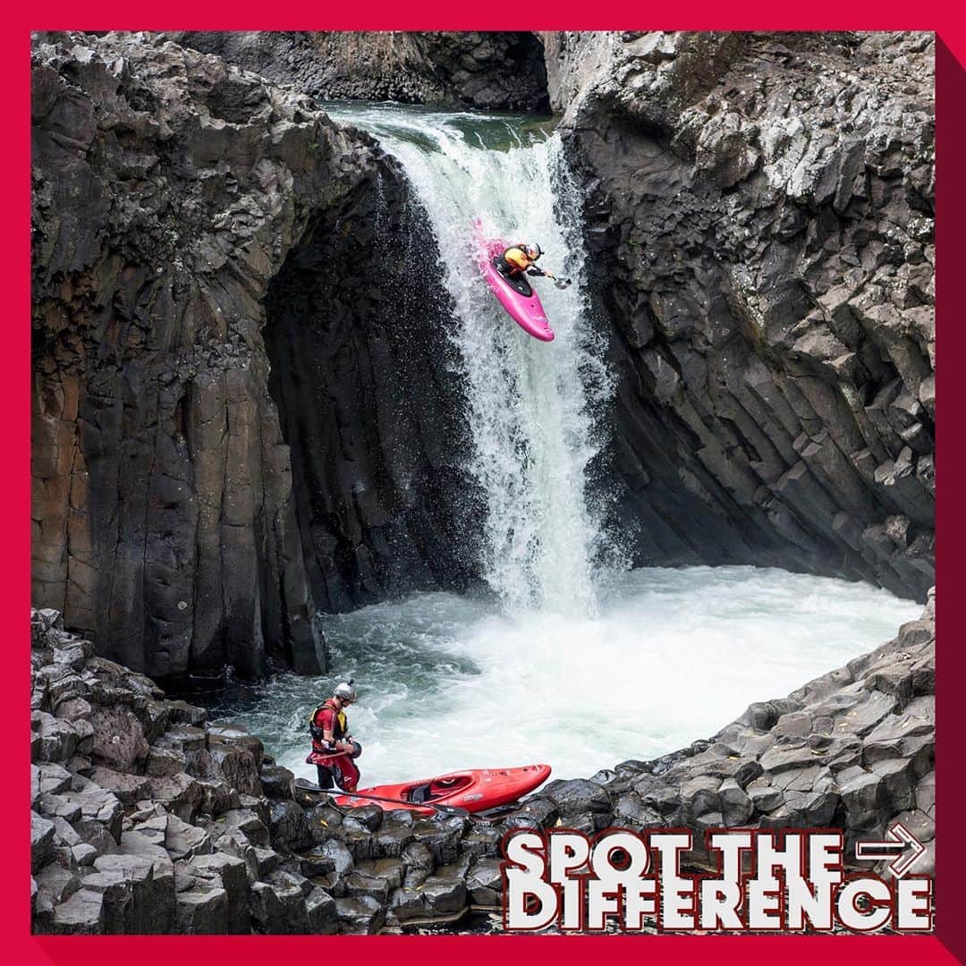 レッドブルのインスタグラム：「We're back with another Spot The Difference 🧐How many changes can you find in these two @danejacksonkayak photos?    📸: @lucasgilman  #spotthedifference #kayak #adventure #redbull #givesyouwings」