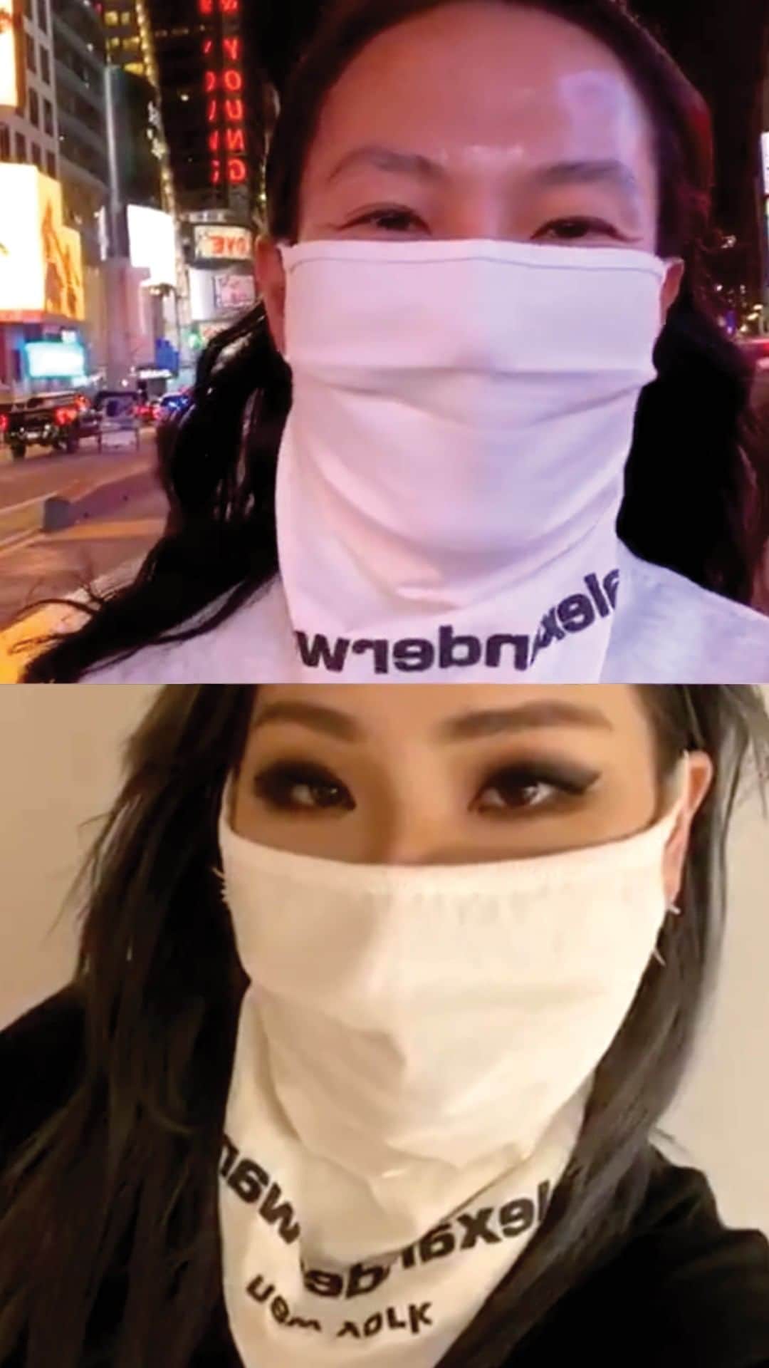 アレキサンダー・ワンのインスタグラム：「When you're on FaceTime with the person on the billboard behind you.  Alex and @chaelincl celebrate the release of #PostUp live from Times Sq.」