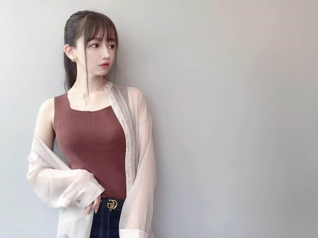 yuu__aaaのインスタグラム：「. . 最近夜はちょっと涼しいね🌝 . そろそろ秋服買わねば👀💓 . . #ootdfashion #ootd  #秋コーデ #カラコン#コスメ#アイライン#makeup #gucci」