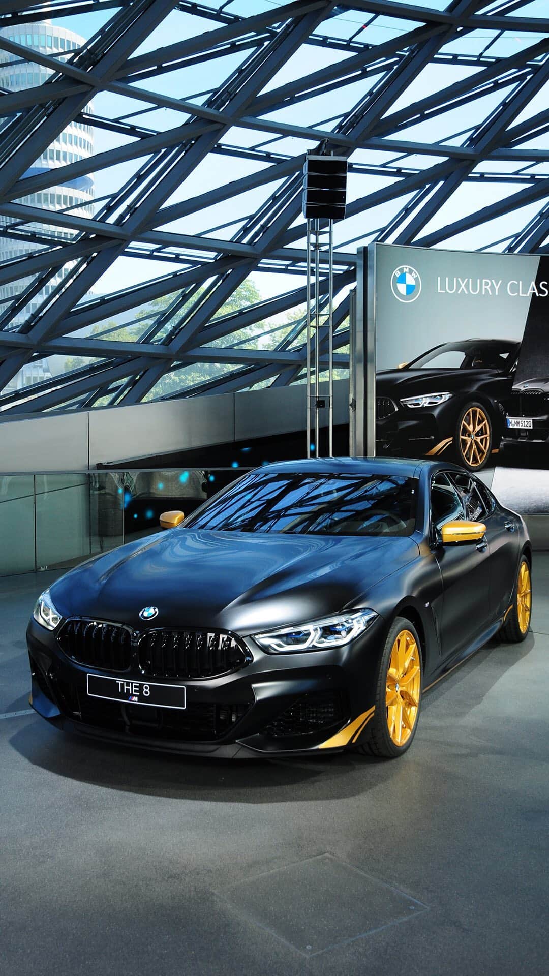 BMWのインスタグラム：「Do you know the story behind the black and gold color combination? Watch the latest episode of #BMWToday and learn all about the luxury class of BMW. #THE8 #BMW #8Series __ BMW M850i xDrive Gran Coupé: Fuel consumption in l/100 km (combined): 10.0–9.9. CO2 emissions in g/km (combined): 229–226. Further information: www.bmw.com/disclaimer.  Acceleration (0-100 km/h): 3.9 s. Power: 390 kW, 530 hp, 750 Nm. Top speed (limited): 250 km/h.」