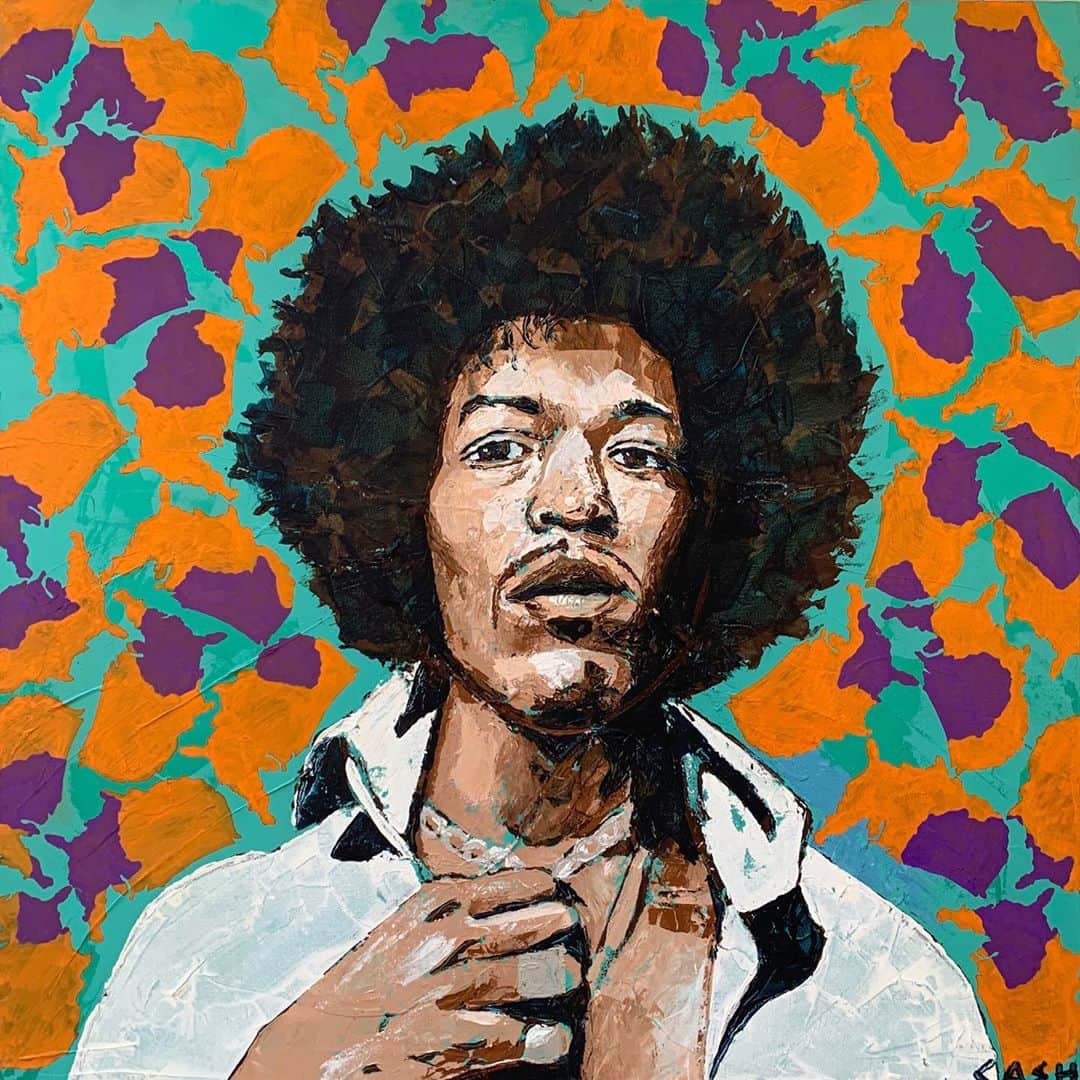 CASH（Carl Anders Sven Hultin）さんのインスタグラム写真 - (CASH（Carl Anders Sven Hultin）Instagram)「Jimi Hendrix (90cm x 90 cm) palette knives painting on canvas #jimihendrix #hendrix #portrait #painting #art」9月16日 0時10分 - artbycash