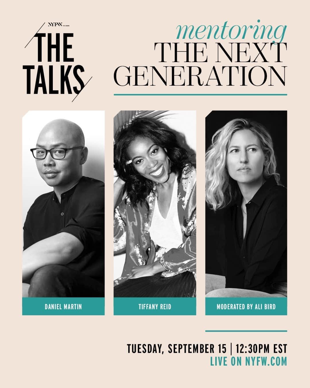 のインスタグラム：「Today at 12:30pm EST on nyfw.com, join mentor-artists @danielmartin and @tiffanyreid, in conversation with @thewallgroup managing director @aliblackbird , as they discuss the launch of The Wall Group’s forthcoming incubator program and mentoring the next generation of artists.」