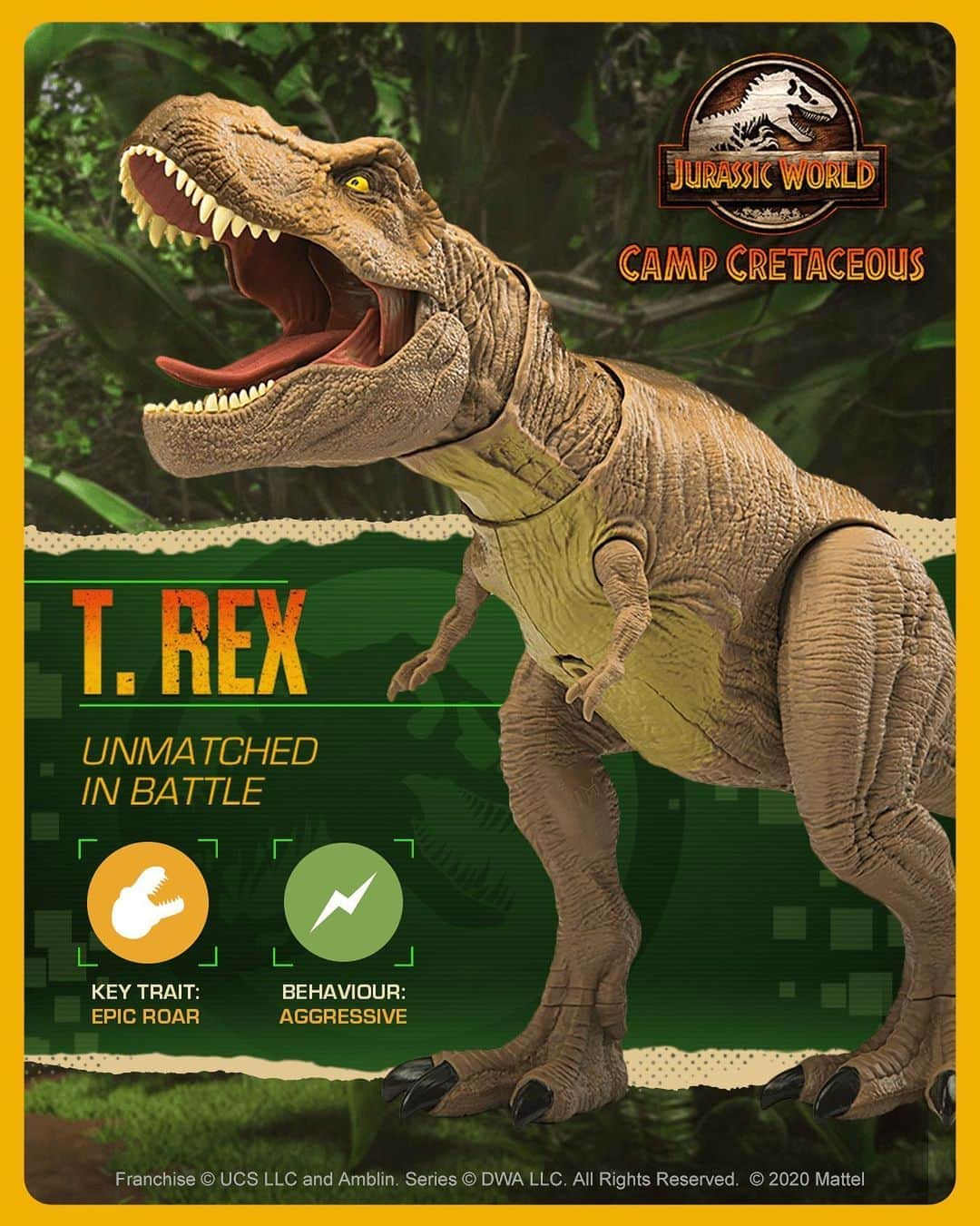 Mattelさんのインスタグラム写真 - (MattelInstagram)「The original big dinosaur on the block, the #JurassicWorld: #CampCretaceous Epic Roarin' T. Rex will bring any battle to the next level.」9月16日 1時38分 - mattel