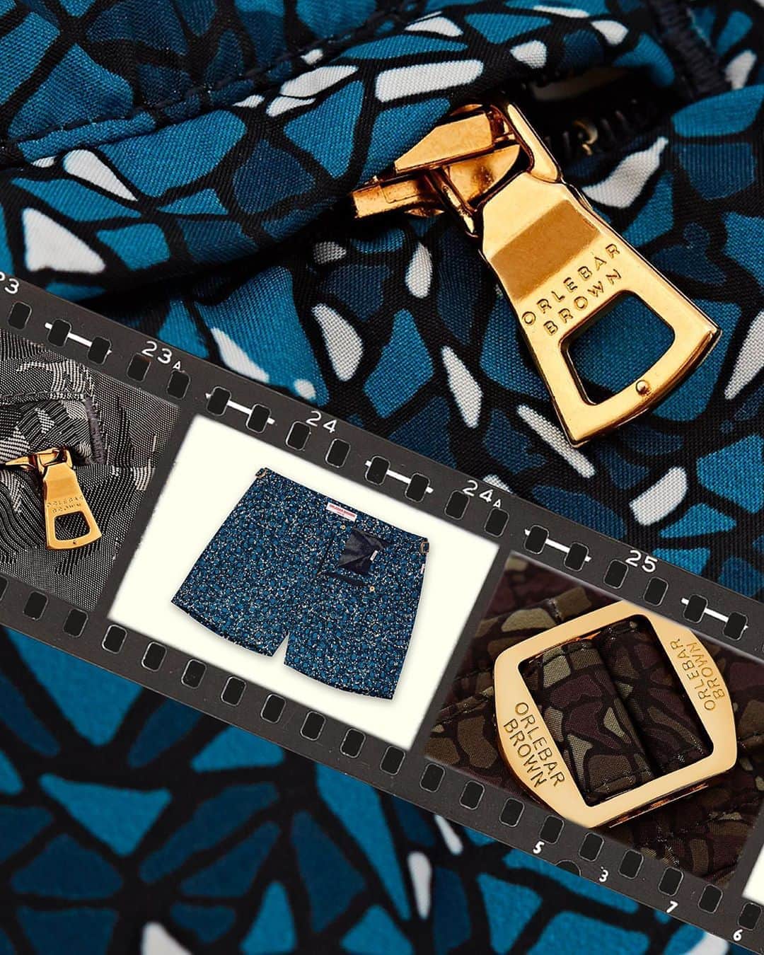 オールバーブラウンのインスタグラム：「Time to perfect your evening look with our X collection, the home to our hero resort pieces, featuring the best fabrics and gold-effect hardware to make your holiday suitcase glow. This season's new additions include the Bulldog X Kingsand swim shorts in woven jacquard fabric and the Griffon X trousers in Italian-woven two-tone cotton. Tap to shop some selected X or discover more via the link in bio. #DoseOfSun #OrlebarBrown #OBsAroundTheWorld」
