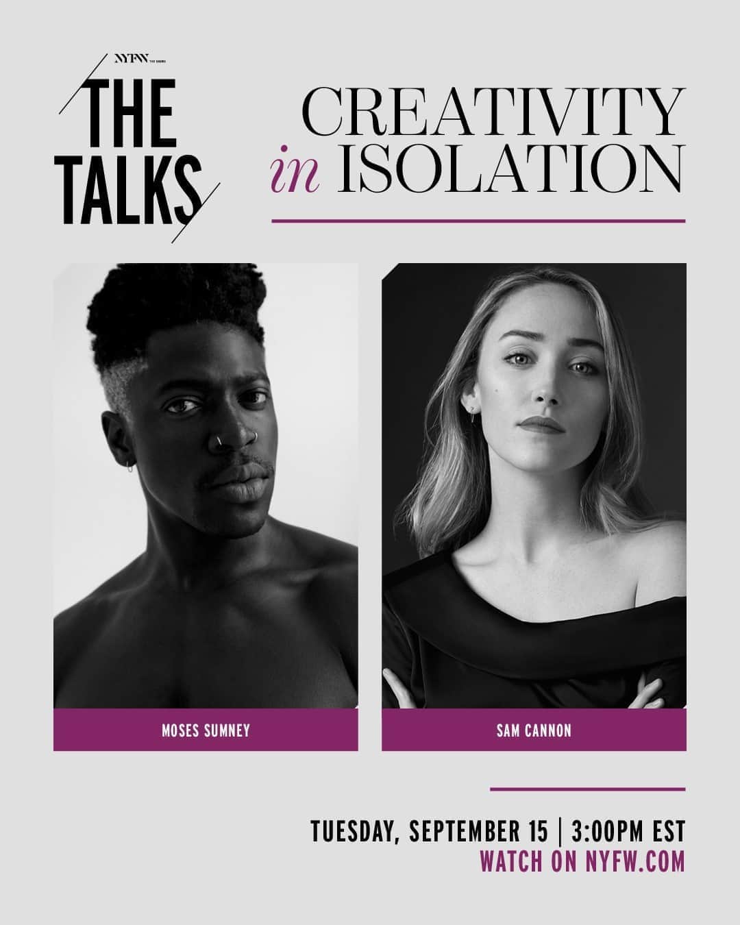 のインスタグラム：「Exclusively airing on nyfw.com at #NYFW: The Shows, join musician @moses and @imglens visual artist @samcannon in conversation on their latest collaboration, produced in quarantine」