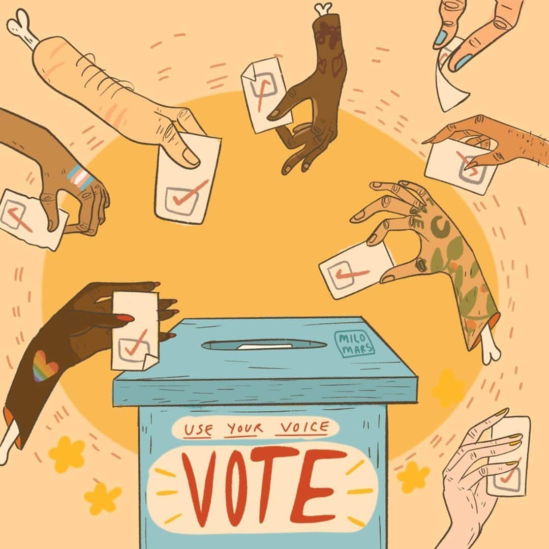 Tumblrさんのインスタグラム写真 - (TumblrInstagram)「Are you registered to vote? Make your voice heard ✔️ — milomars.tumblr.com⁠ #tumblrstaffpicks: @milomars_⁠ #vote #make2020count #illustration」9月16日 3時05分 - tumblr