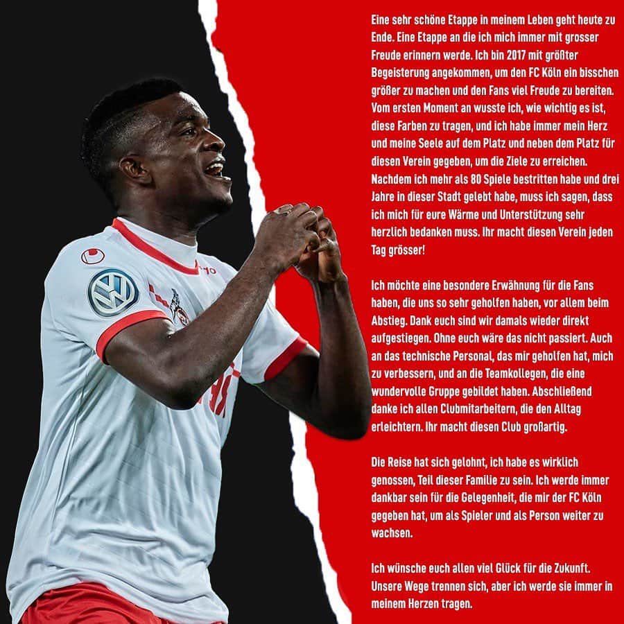 ジョン・コルドバのインスタグラム：「Danke für alles❤️ @fckoeln」