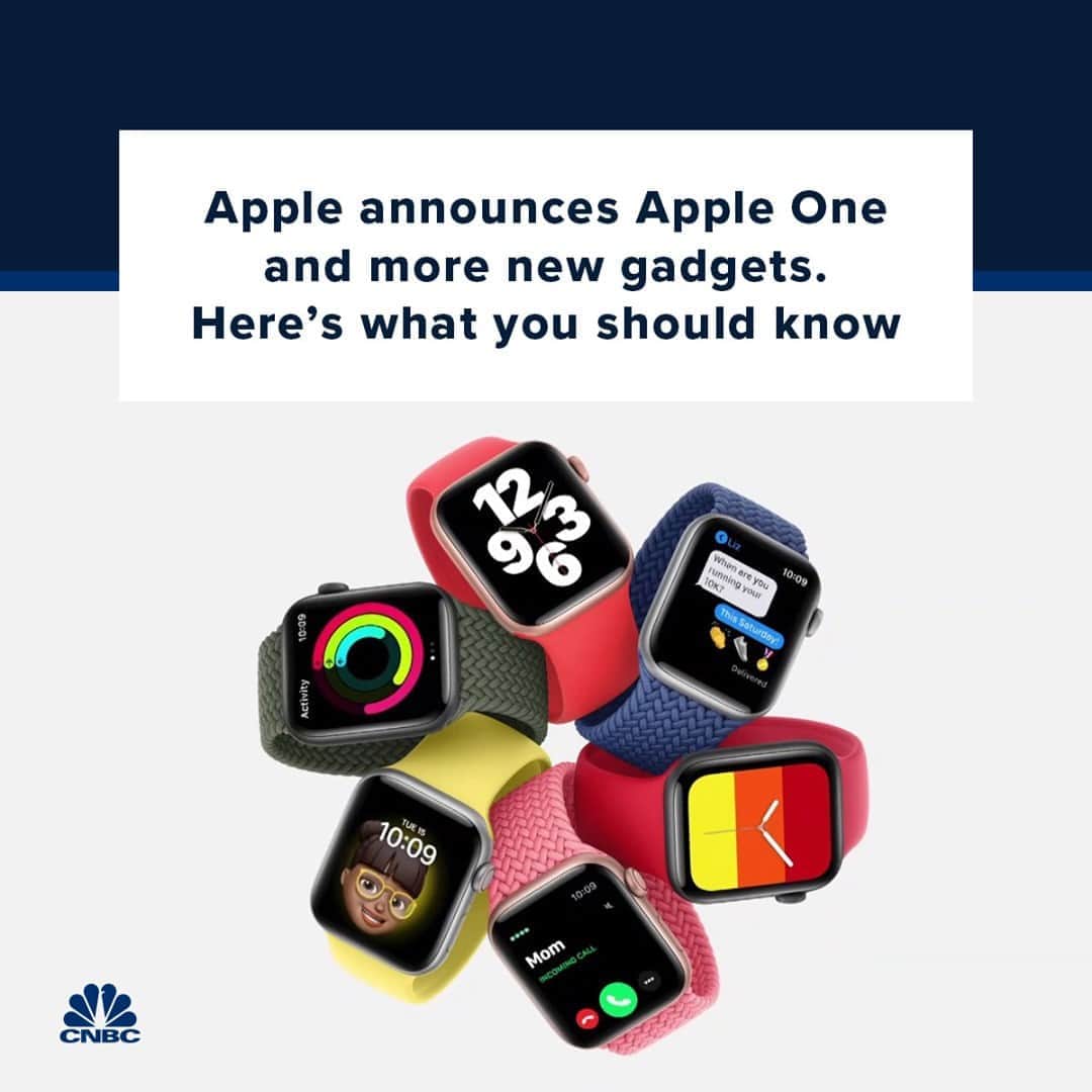 CNBCさんのインスタグラム写真 - (CNBCInstagram)「Apple just unveiled a bunch of new gadgets and services.  Here are the biggest announcements:⁠ ⁠ - Apple Watch Series 6⁠ - The Apple Watch SE⁠ - The new 8th-generation iPad⁠ - The new iPad Air⁠ - Fitness+ workout services⁠ - Apple One service bundles⁠ ⁠ The company also said that iOS 14, its new iPhone software, will launch on Wednesday with lots of new features such as widgets, a new way to organize your home screen, security enhancements and more. Of note: Apple did not announce new iPhones. Those are expected at a future launch, perhaps next month. However, Apple 𝘥𝘪𝘥 unveil its long-rumored services bundle, Apple One. It comes in three tiers with different services in each tier.⁠ ⁠ For all of the details on everything Apple announced today, visit the link in bio.」9月16日 4時02分 - cnbc