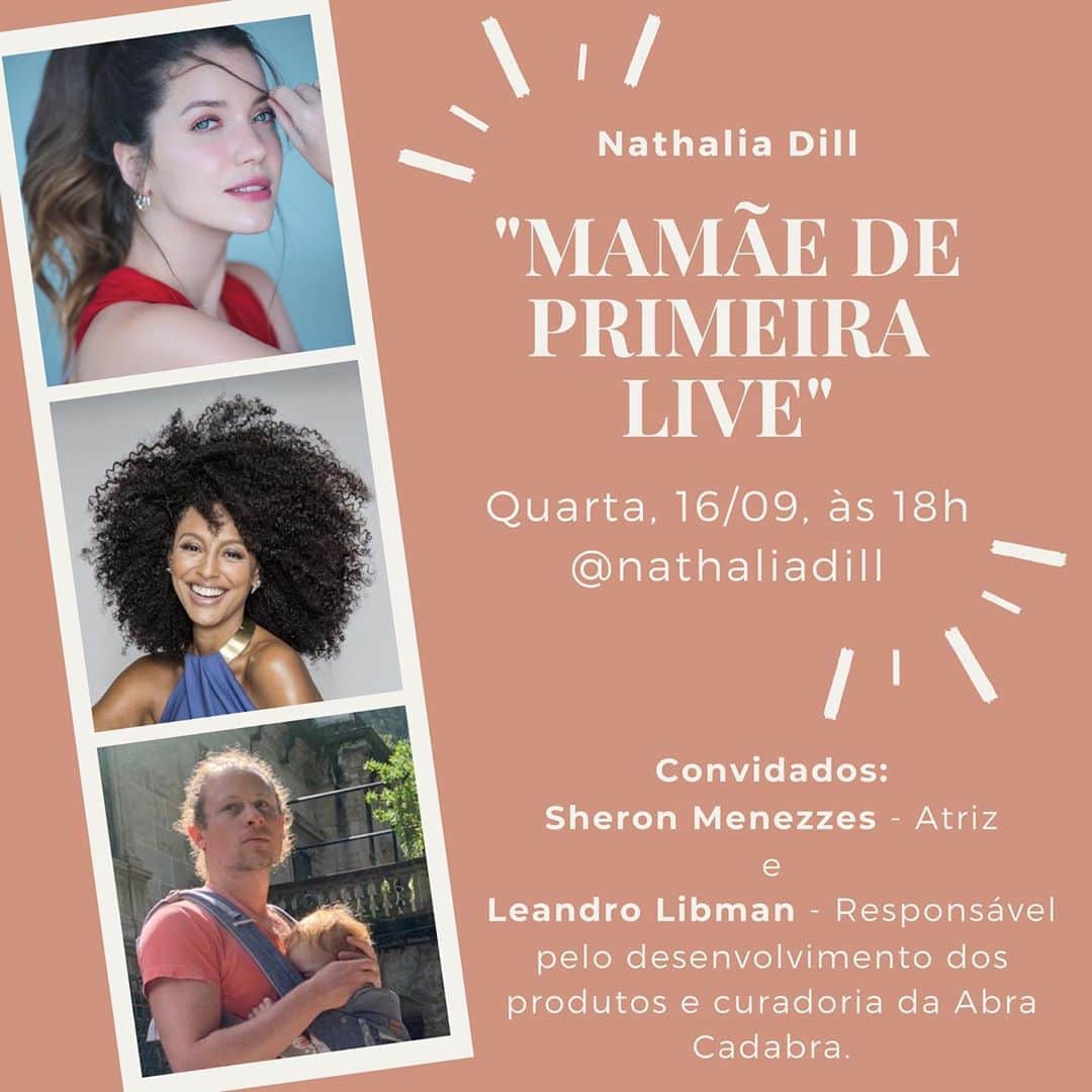 ナタリア・ディルのインスタグラム：「Quarta já virou sinônimo de #MamãedePrimeiraLive! E amanhã meus convidados serão a querida mamãe @sheronmenezzes e @leandrolibman, responsável pelo desenvolvimento dos produtos da @abracadabraoficial. Espero vocês as 18h.」