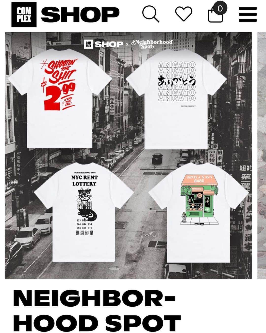 roachiのインスタグラム：「@neighborhoodspot & @complexshop have a collection of tees I have made recently including the re release of the New York gritty print . Link in bio. 🍎🗽🍎🗽」