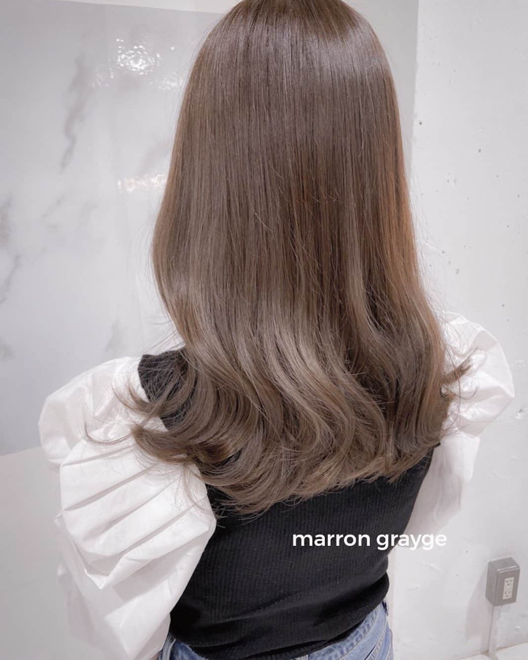 佃加菜のインスタグラム：「marron grayge♡🍂 . ブリーチしないで再現する7〜8トーンのベージュカラー ♡ .」