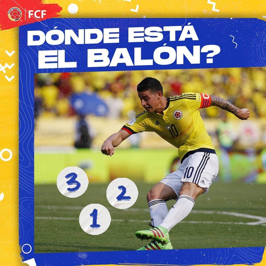 サッカー コロンビア代表チームのインスタグラム：「¿Cuál es el verdadero balón ⚽?   Ayuda a nuestro crack @jamesrodriguez10 a encontrarlo y diviértete comentando tu respuesta 😆  ¡Te leemos 👀!」