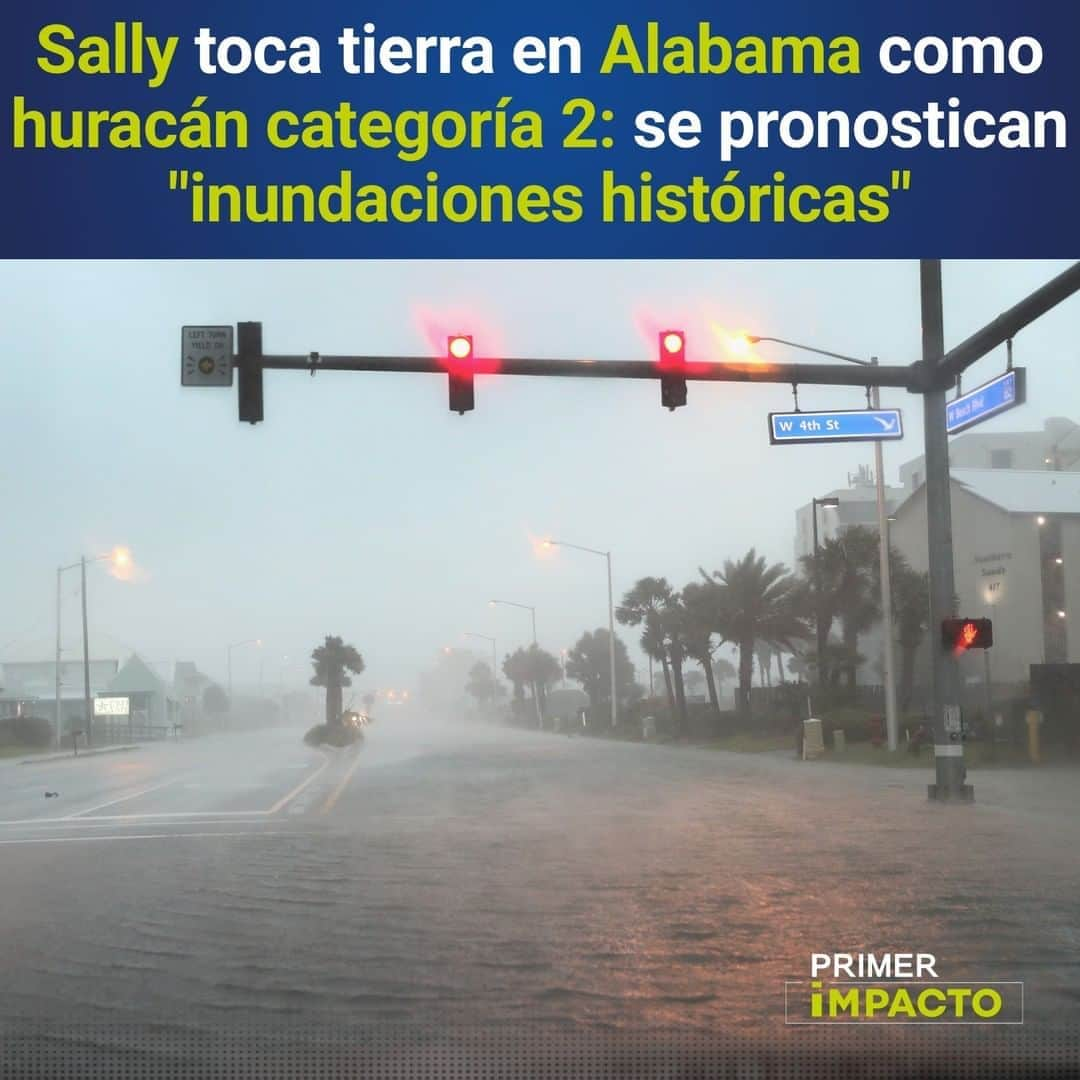 Primer Impactoさんのインスタグラム写真 - (Primer ImpactoInstagram)「El #huracán #Sally tocó tierra sobre las 4:45 de la madrugada de este miércoles, hora local, cerca de la ciudad de #GulfShores, Alabama.  Allí ya empieza a dejar "inundaciones históricas y catastróficas", informó el Centro Nacional de Huracanes (CNH).  Las condiciones de huracán se esperan a lo largo de la mañana y hasta la tarde en las costas de #Alabama, #Mississippi, y el #Pandhandle de #Florida.  Espera a las 5pm/4c en #PrimerImpacto informes sobre la situación en estas zonas.」9月17日 0時18分 - primerimpacto