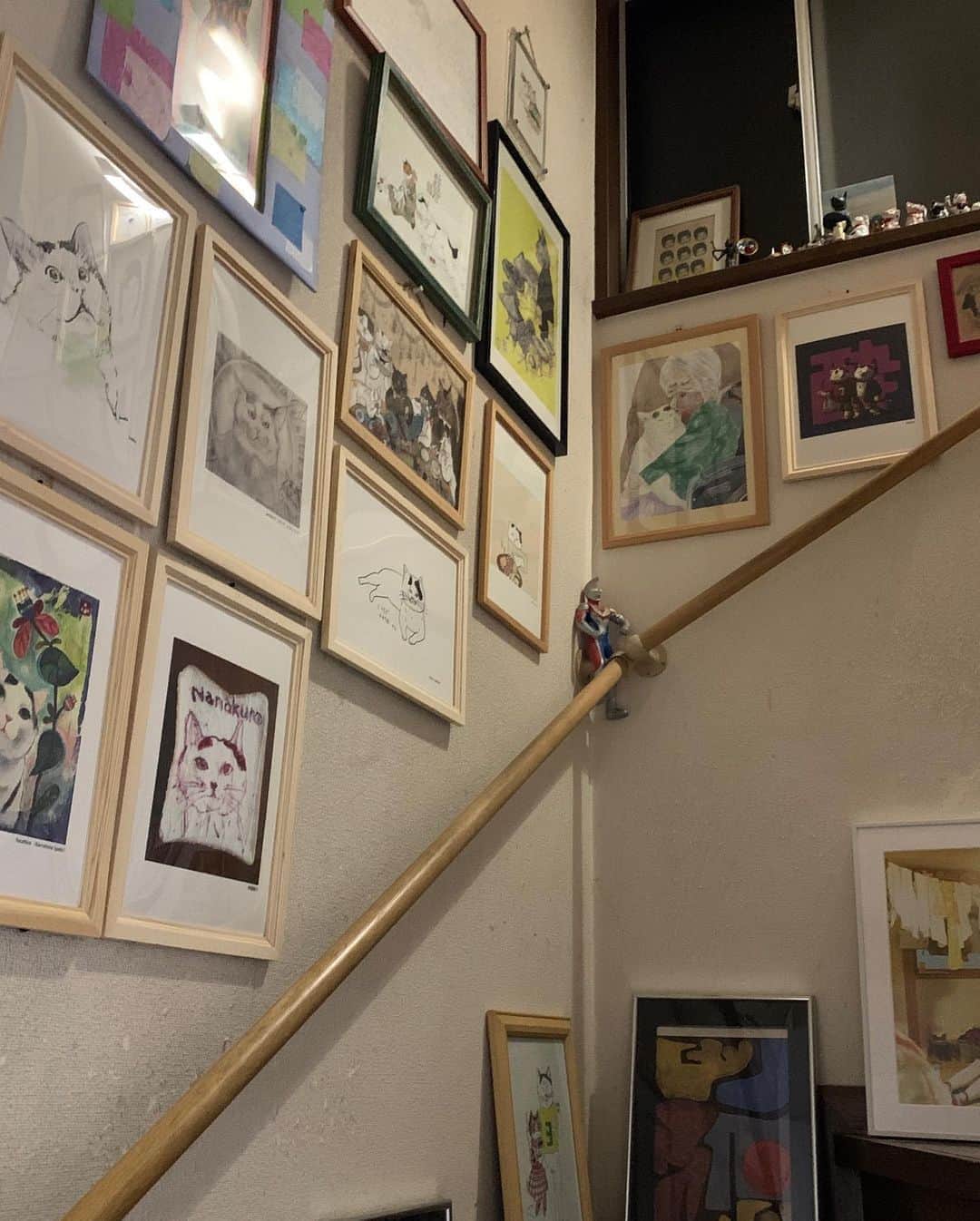 Kachimo Yoshimatsuさんのインスタグラム写真 - (Kachimo YoshimatsuInstagram)「階段が賑やかになってきた。 バーバの居間もね。 #うちの猫ら #みんなのナナクロ展 #ナナクロの絵 #ナナクロ #バーバと猫 #猫 #ねこ #cat #ネコ #catstagram #ネコ部 http://kachimo.exblog.jp」9月16日 16時37分 - kachimo