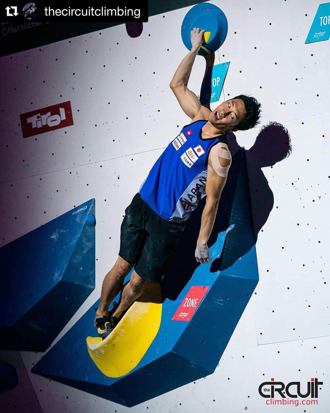 渡部桂太のインスタグラム：「Ultimate smug face‼️ これが究極のドヤ顔‼️ #Repost @thecircuitclimbing with @get_repost ・・・ Of course after Men's Boulder semi's in Innsbruck 2018 we had the finals. And what a final it ended up being for the young @japan_national_climbing_team star @kai_hrd! A couple of weeks before he had been on the mats, weeping and inconsolable after blowing the win at Youth Worlds. On the biggest stage though he proved unstoppable. There were tears again, but this time of relief and joy after a dominant victory! 💪 #thecircuitclimbing #thecircuitclimbingishere #climbing #bouldering #speedclimbing #paraclimbing #ifscofficialphotographer」