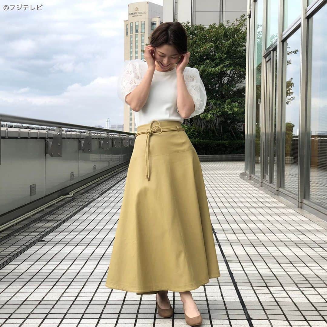 フジテレビ「めざましテレビ」さんのインスタグラム写真 - (フジテレビ「めざましテレビ」Instagram)「9月15日（火） ・ ファッション雑誌CanCamとコラボした お天気コーナー「きょう何着て行く？」 阿部華也子の毎日のコーデを紹介♪ ・ 【きょうのコーデ】 ニット→#poolstudioalivier 5900円 スカート→#RANDA 8300円 靴→#PARADISCOULEUR 1万3800円 ピアス→#Lycka 1700円 ・ 【コーデのポイント】 今シーズン大注目のトレンド「フェイクレザー」のスカート👗 ハードなイメージの素材なので甘めアイテムからチャレンジするのがおすすめ🌼 マスタードカラーで着映えも狙っていきましょう⤴️ ・  #めざましテレビ #きょう何着て行く？ #阿部華也子 #今日のコーデ#コーデ #CanCam #今日のファッション#ootd #きょう何着て行く？は月〜金朝6時22分ごろ放送！」9月16日 18時40分 - mezamashi.tv