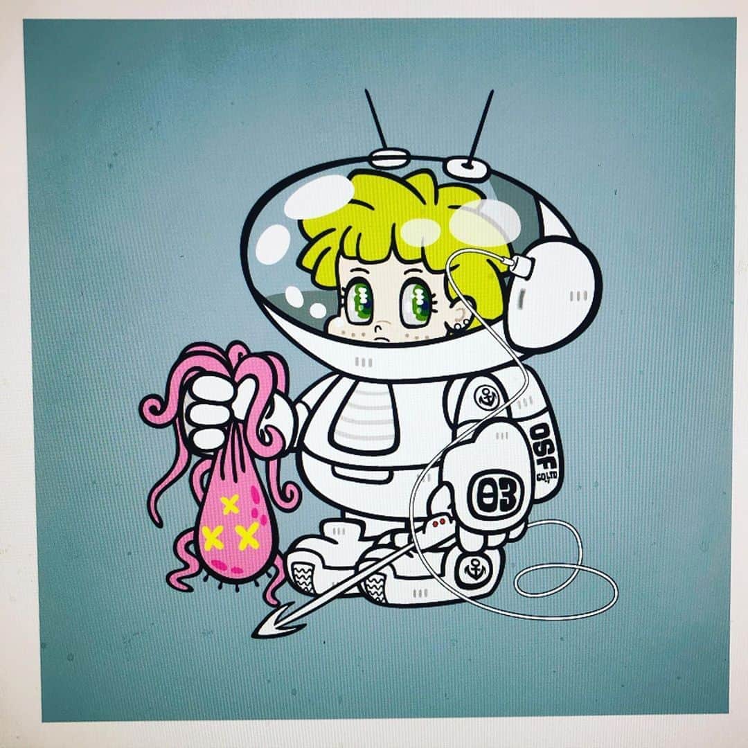 田中秀幸のインスタグラム：「オリジナルワークtest003 #illustration #art #designerstoy #イラスト」