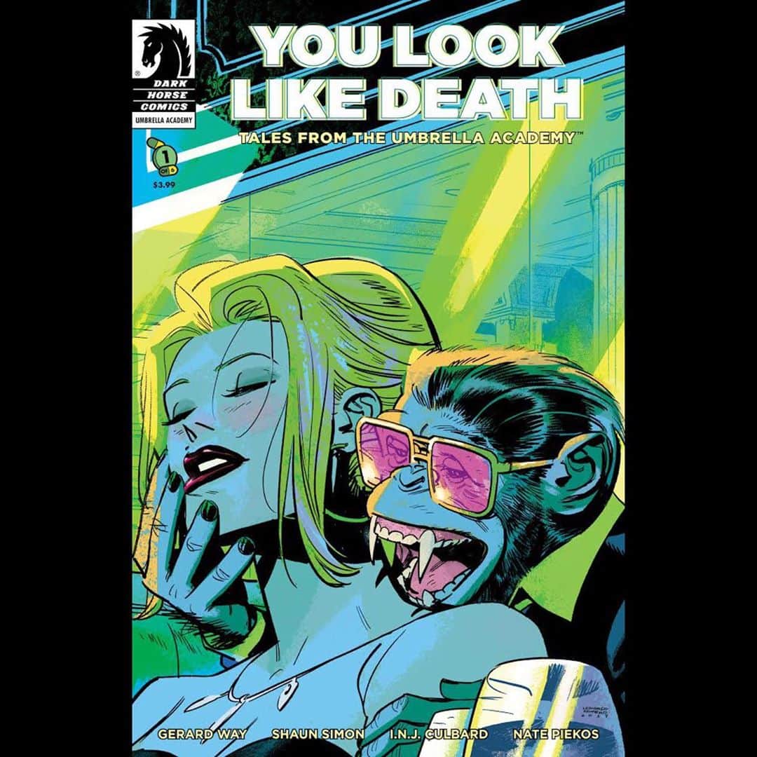 ジェラルド・ウェイのインスタグラム：「This is the first limited series in what will hopefully be multiple series exploring some of the characters in the Umbrella Academy world. Of all the siblings, Klaus was the first one I felt I already knew a lot about his backstory and wanted to explore it. Something about those 10 years between getting kicked out of the house and the events of Apocalypse Suite really interested me, and I felt like Klaus had gotten into a whole bunch of trouble and his addictions really started to take hold of him. I had always been inspired by Less Than Zero, the book by Bret Easton Ellis, and the film version of it that got made as well, in how I wanted to portray Klaus’ story. Something about that depiction of Los Angeles, people at their lowest lows, surrounded by all this dark glamour, spoke to me, and I envisioned Klaus in a world like that. Other things inspired it as well, Trainspotting, Snatch to name a couple. We hope you enjoy it. I had amazing collaborators on this book— my longtime friend and sometimes co-writer Shaun Simon co-wrote it with me, and he’s probably one of the few people I know that can write in the voice of UA— he just loves that world, and it shows, and I have always loved his writing. @injculbard handled all of the art, and did an amazing job with it. I had seen a book he had done a while ago, Celeste, I fell in love with his art, and I thought he would do an amazing job with the kind of story we wanted to tell. And my longtime collaborator and letterer, @natepiekos, who is the letterer of Umbrella Academy, put wonderful words into this thing. I.N.J. did a great variant cover, as did @leo_romero11 (who is the artist on TLFK: National Anthem, due out in October, and also co-written with Shaun), and my dear Umbrella Academy partner and collaborator, Gabriel Ba handled the main cover, and it is glorious. ⠀ ⠀ I really enjoyed the whole process, it’s a very different kind of book from the main UA book, and Shaun and I already have an idea for Klaus’ next adventure. But first, we’ll get Umbrella Academy Volume 4, which I have been writing for a little while now. Take care and enjoy your read.⠀ ⠀⠀ #youlooklikedeath #theumbrellaacademy」