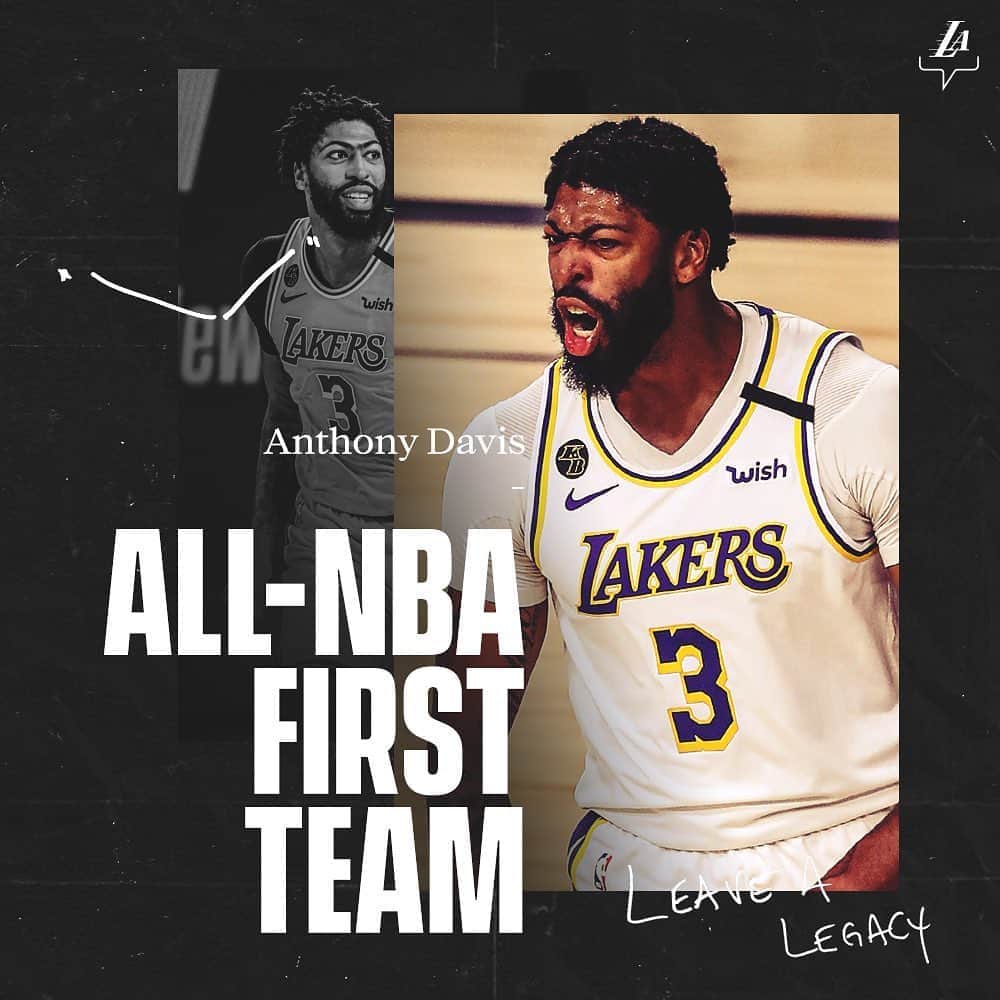 Los Angeles Lakersさんのインスタグラム写真 - (Los Angeles LakersInstagram)「A Dominant first season in purple and gold.   Congrats to @antdavis23 on being named First Team All-NBA!」9月17日 4時58分 - lakers