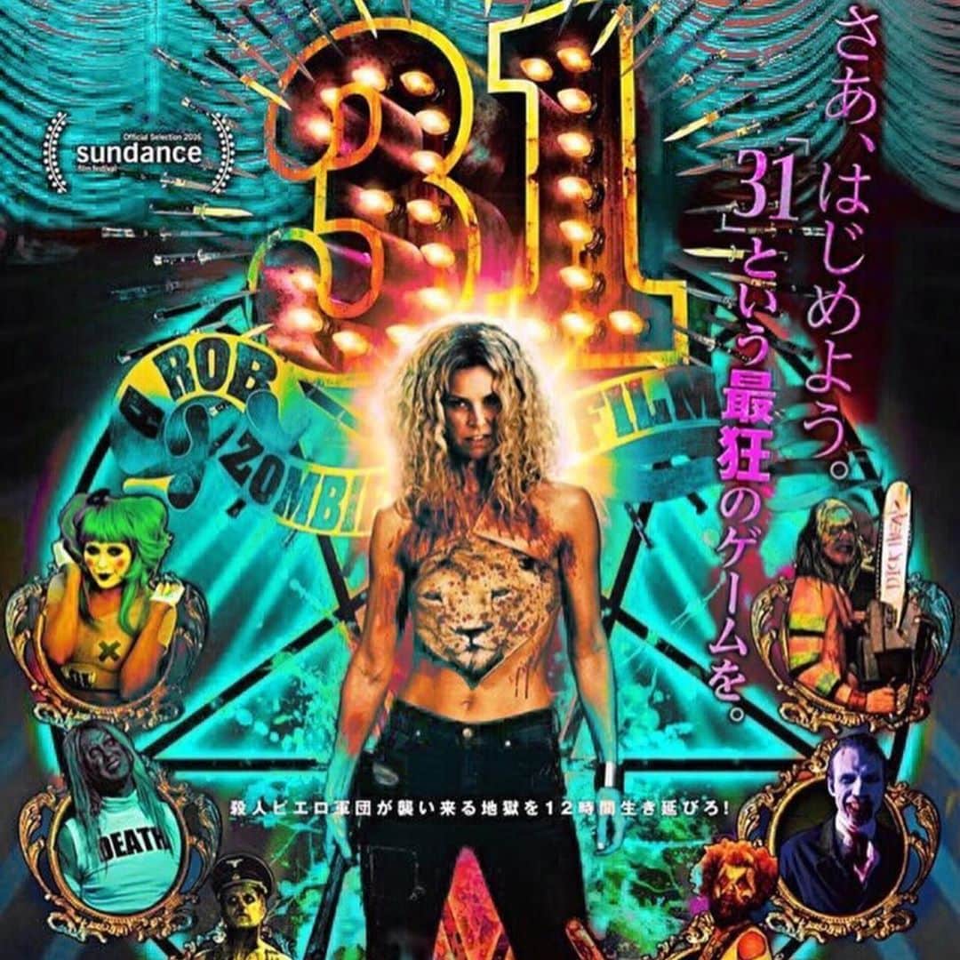 ロブ・ゾンビのインスタグラム：「Wow! Already 4 years since 31 was released! Time flies when killer clowns are chasing you! #rz31 #robzombie #sherimoonzombie #jeffdanielphillips #richardbrake #judygeeson #panchomoler #malcolmmcdowell #megfoster #lawrencehiltonjacobs #kevinjackson #egdaily #sundance」