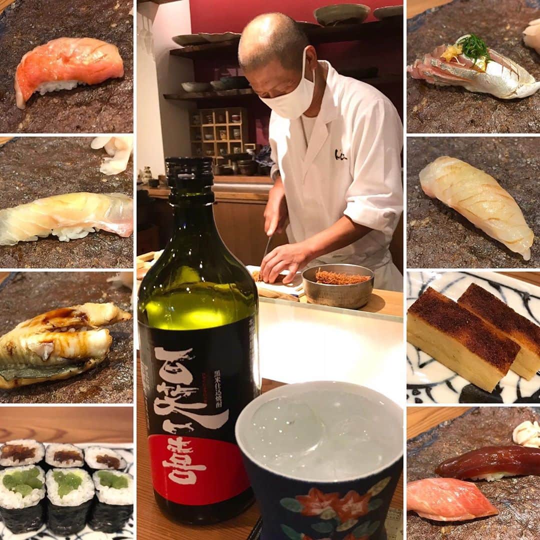岡まゆみのインスタグラム：「あぁぁぁ…美味しかったなぁぁ…。カウンターでひとり…ふらっと立ち寄りました。伊豆松崎の『久遠』大将❗️美味しかったよ‼️#久遠#伊豆#お寿司#岡まゆみ」
