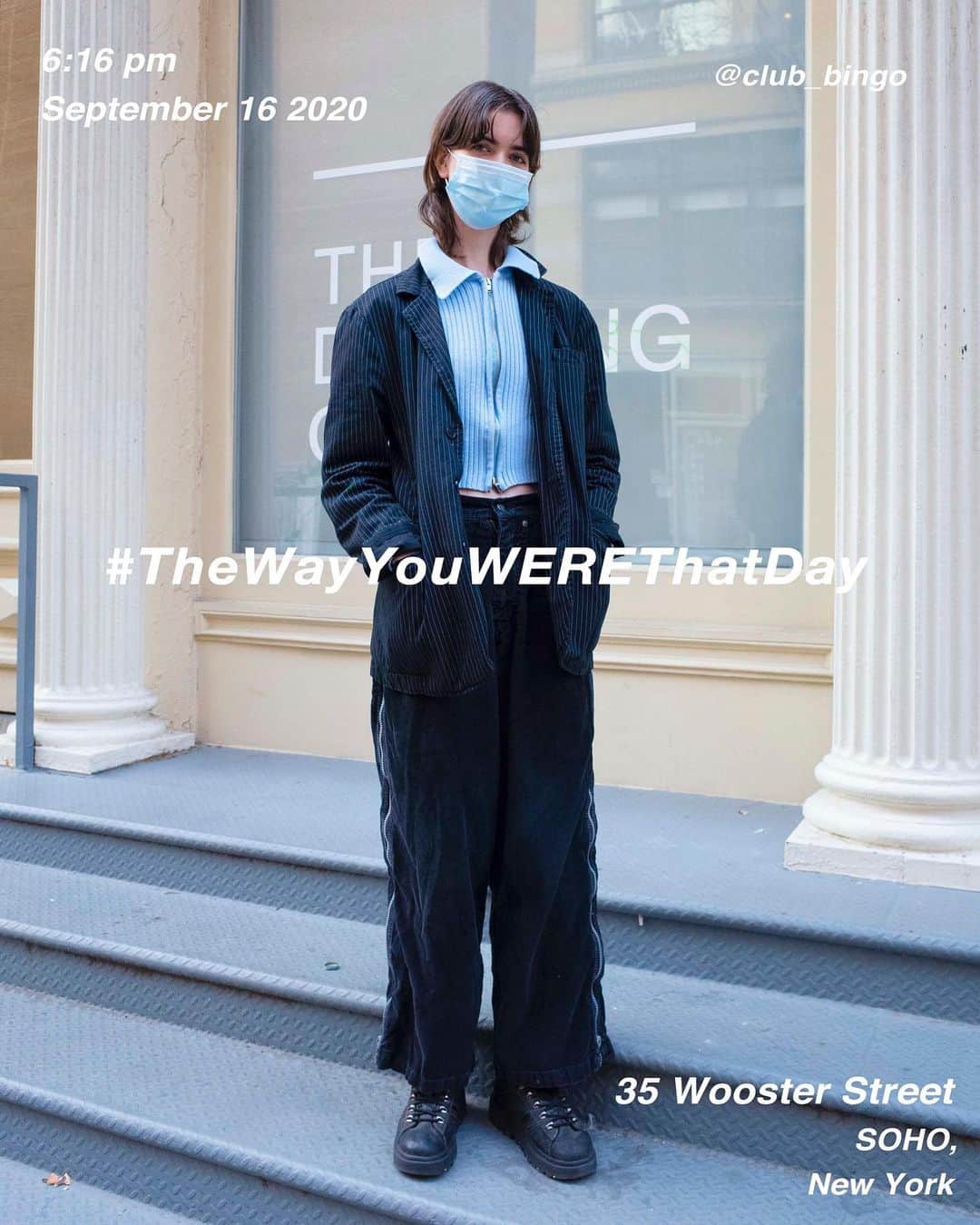 筒井心一のインスタグラム：「@club_bingo on 35 #WoosterStreet at 6:16 pm, September 16 2020, #NewYork ﻿ #OutfitOfTheDay = #TheWayYouWEREThatDay  #TWYWTD #ShinichiTsutsui」