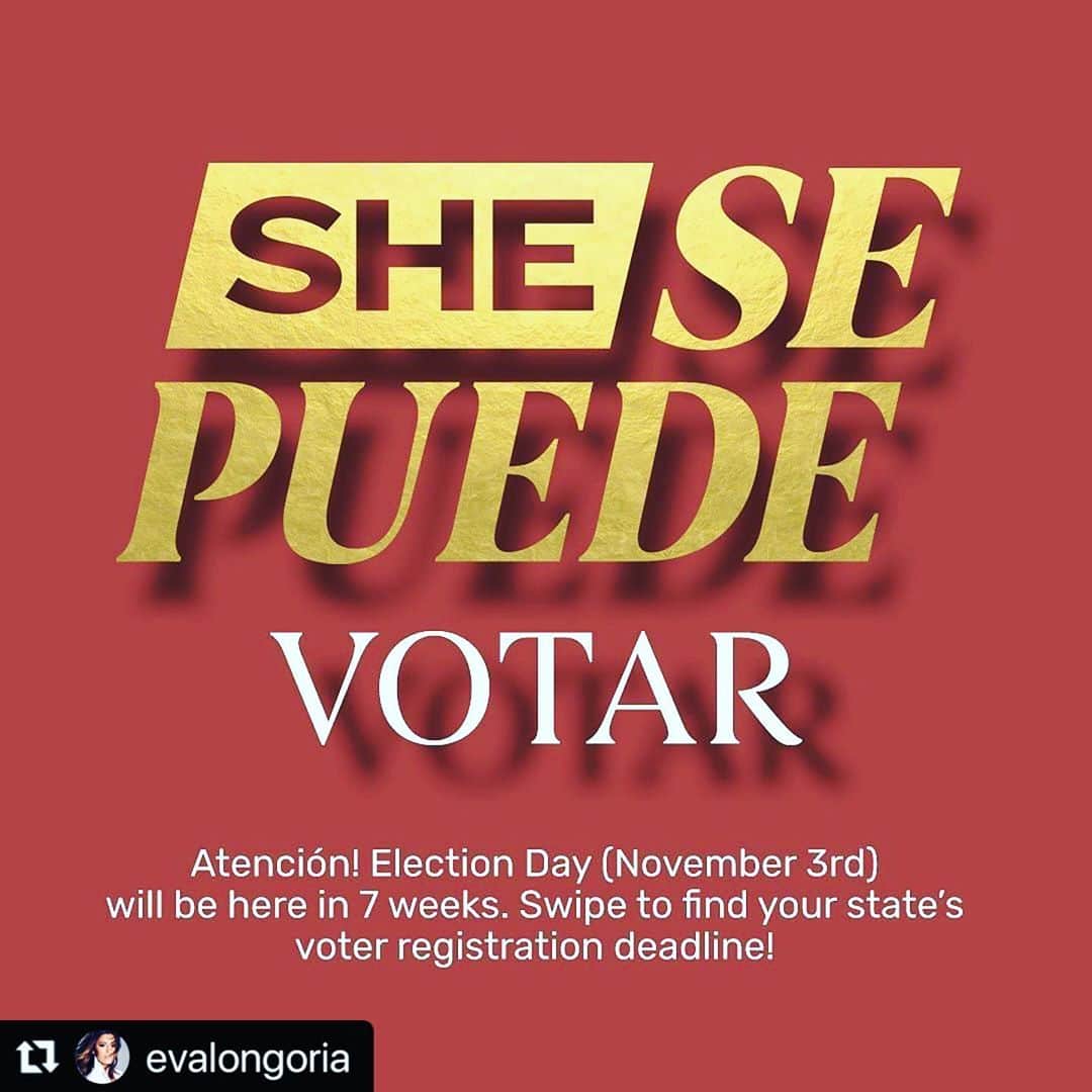 コンスタンス・マリーさんのインスタグラム写真 - (コンスタンス・マリーInstagram)「LETS DO THIS!!! 💪🏽🇺🇸👸🏽🇺🇸💪🏽 Swipe to see your state!! Register to Vote! #LatinasToTheRescue #LatinX #Vote #Votar  #shesepuede   #Repost @evalongoria with @make_repost ・・・ 🚨Atención🚨 Election Day is only 49 days away! Make sure you and all your amigas are registered to vote TODAY, as the deadlines & requirements vary by state. 🗳✨Share & tag with someone who needs to know. #SheSePuedeVote #SheSePuede」9月17日 14時55分 - goconstance