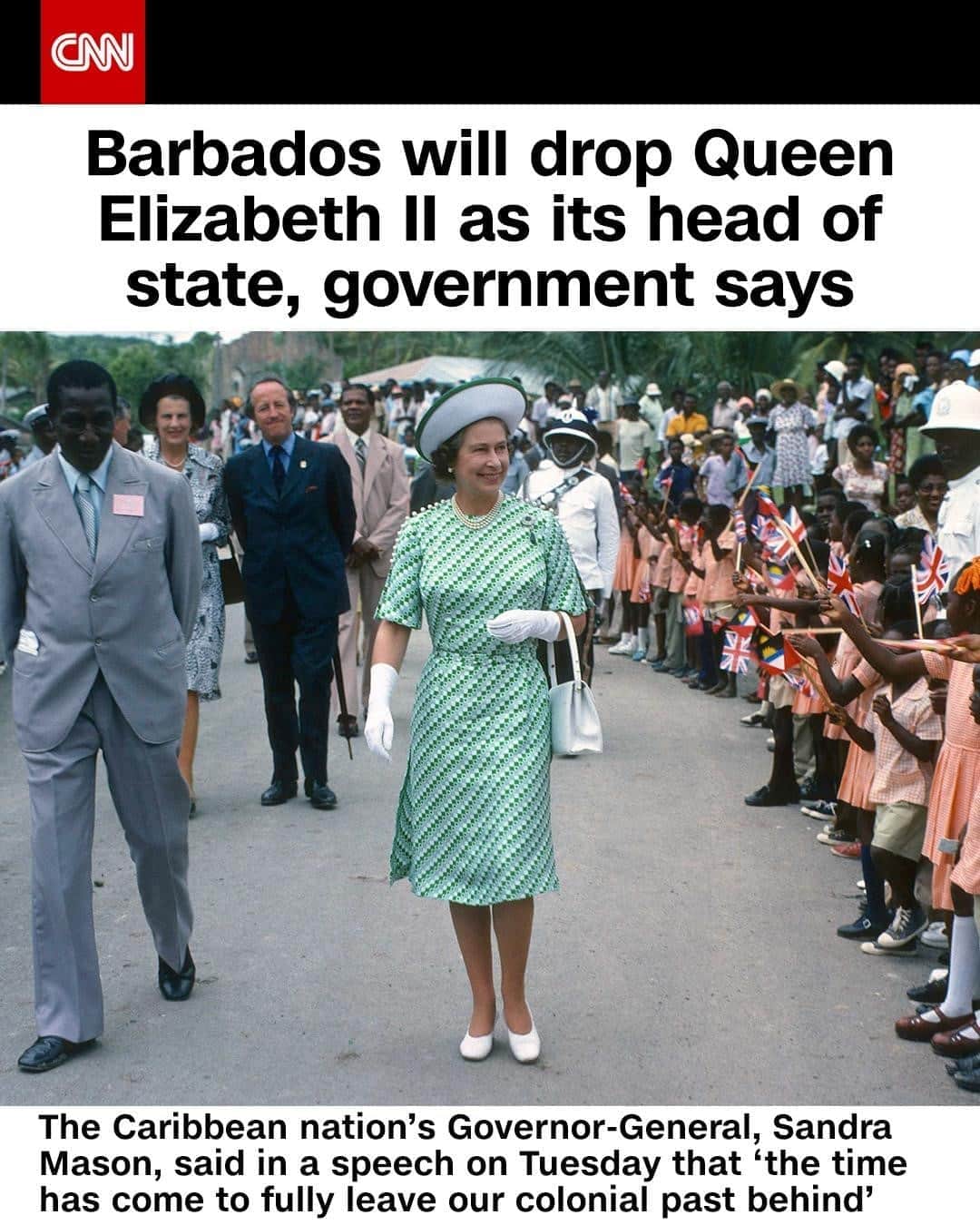 CNNさんのインスタグラム写真 - (CNNInstagram)「Barbados will remove Queen Elizabeth II as its head of state and become a republic by next year, its government has announced, making it the first country to drop the monarch in nearly three decades. The Caribbean nation's Governor-General, Sandra Mason, said in a speech on Tuesday that "the time has come to fully leave our colonial past behind." The Queen is head of state of the United Kingdom and 15 other countries that were formerly under British rule — including Australia, Canada, New Zealand, Jamaica and several other island nations in the Caribbean and Indian Ocean. (📸: Anwar Hussein/Getty Images)⁠ ⁠」9月17日 16時01分 - cnn