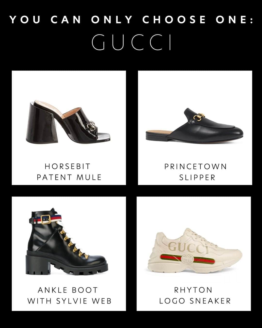GILTのインスタグラム：「You know what to do. Which #Gucci shoe would you pick?」