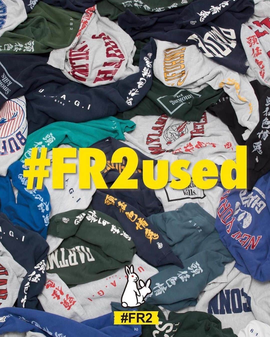 #FR2さんのインスタグラム写真 - (#FR2Instagram)「#FR2used again! Used remade T-shirts,MILITARY JKT &SWEAT. SAT 9/19 2020 11AM- We'll launch used remade T-shirts,MILITARY JKT&SWEAT. only at #FR2harajuku,#FR2nagoya,#FR2fukuoka on Saturday. *ATTENTION* Can't return or exchange these T-shirt. Because these are one of a kind.   一年ぶりにユーズドカスタムT-shirt、Sweat、Military jktを発売します。 #FR2 が厳選した様々な古着をカスタムし、#FR2 の代表的なグラフィックをプリントしたアイテムとなります。 2020/9/19(土)11:00より、#FR2原宿、#FR2名古屋、#FR2福岡 のみでの数量限定発売となりますので、お見逃しなく。 ※この商品は古着のカスタムなので一点一点サイズもコンディションも違います。購入後の返品交換は出来ませんのでご了承ください。  Price: T-shirt 8,500 - 20,000 JPY + tax MILITARY JKT 30,000JPY + tax  SWEAT 18000JPY + tax   #FR2#FR2used#fxxkingrabbits#smokingkills#頭狂色情兎」9月17日 19時57分 - fxxkingrabbits