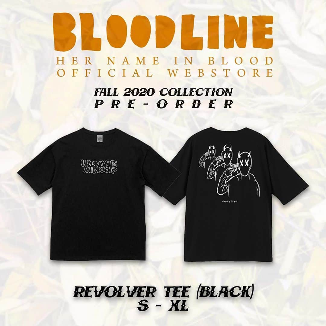 Her Name In Bloodさんのインスタグラム写真 - (Her Name In BloodInstagram)「[PRE-ORDER]  FALL 2020 COLLECTION 予約受付開始。  本日より、10/2(金)23:59迄  代表曲のLYRICを落とし込んだアイテムや、秋期のファッション/ライフスタイルに欠かせないラインナップ。 是非チェックお願いします！  ¥10,000購入ごとに、オリジナルCOASTERをプレゼント！」9月17日 20時13分 - hnibband