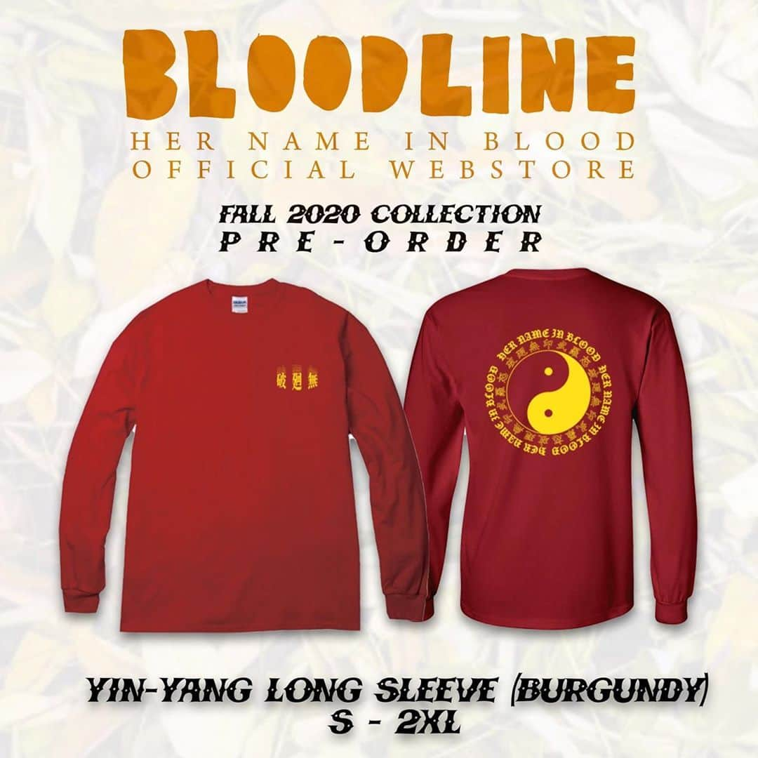 Her Name In Bloodさんのインスタグラム写真 - (Her Name In BloodInstagram)「[PRE-ORDER]  Yin-Yang Long Sleeve Designed by @yukiya_design   FALL 2020 COLLECTION 予約受付開始。  本日より、10/2(金)23:59迄  代表曲のLYRICを落とし込んだアイテムや、秋期のファッション/ライフスタイルに欠かせないラインナップ。 是非チェックお願いします！  ¥10,000購入ごとに、オリジナルCOASTERをプレゼント！」9月17日 20時18分 - hnibband