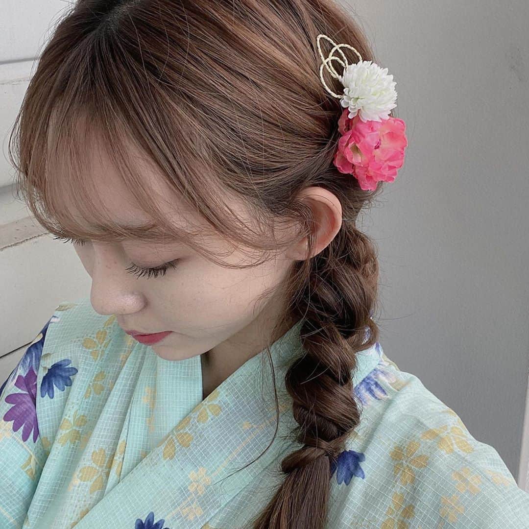 野島樺乃のインスタグラム：「夏の終わり🎐  . . . #浴衣 #浴衣ヘアアレンジ #夏 #ヘアアレンジ #美容 #名古屋 #栄」