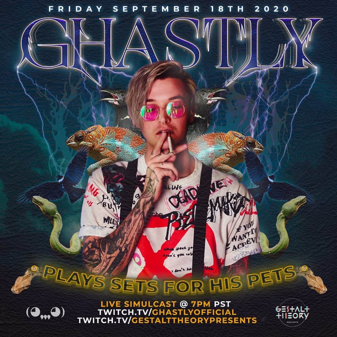 Ghastlyのインスタグラム：「TOMORROW @ 7PM ON MY TWITCH •special 4 hour set for you and all my pets•」