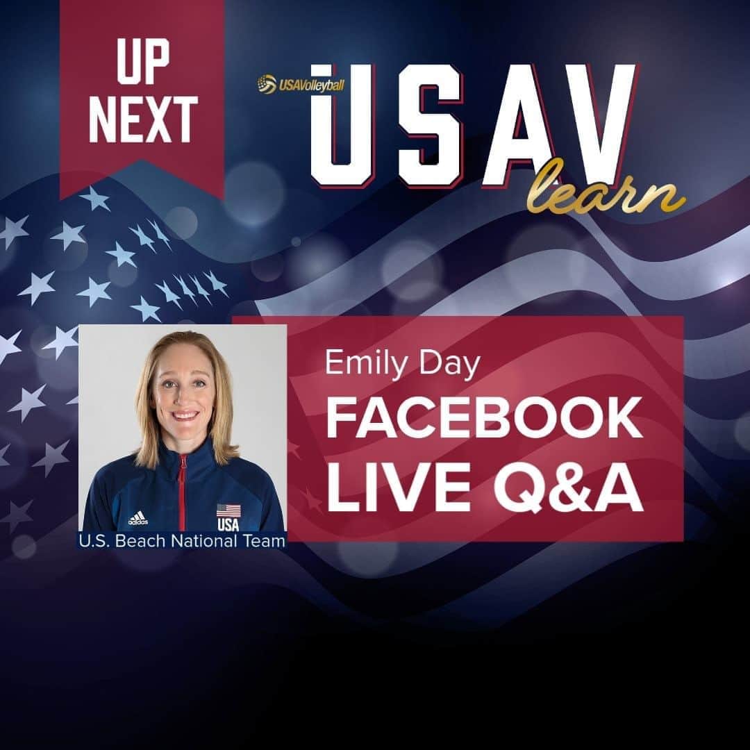 USA Volleyballさんのインスタグラム写真 - (USA VolleyballInstagram)「Join us TOMORROW on the USA Volleyball Facebook page for a special #USAVlearn Live Q&A with Emily Day! We'll catch up with @emday6 after her experience competing at the #KingoftheCourt beach tournament.  Get your questions ready and we'll see you tomorrow at 3pm PT!」9月18日 6時00分 - usavolleyball