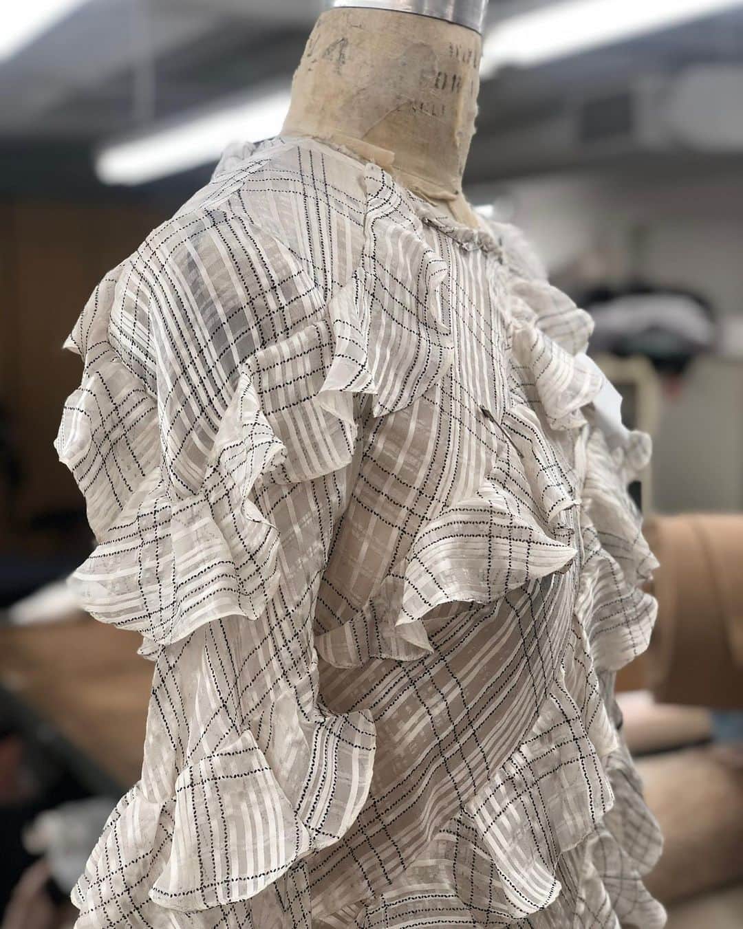 レベッカテイラーのインスタグラム：「In the design studio: the Jules Plaid Ruffle Dress.」