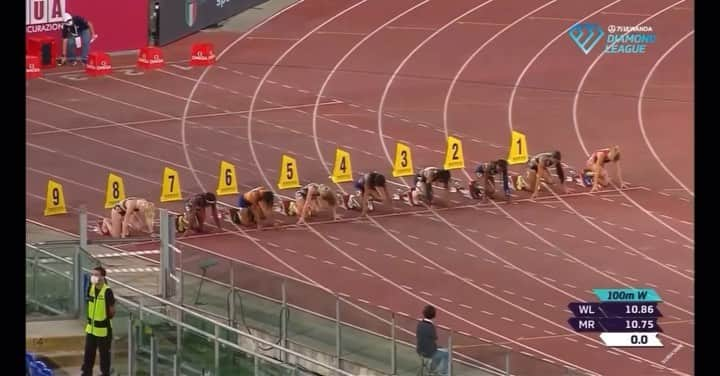 アレア・ホッブズのインスタグラム：「2nd place with a SB of 11.12 today at @goldengala_roma ! Feels great to be making some progress during this crazy year (Lane 4)  #adidasrunning  #diamondleague  #ATF」