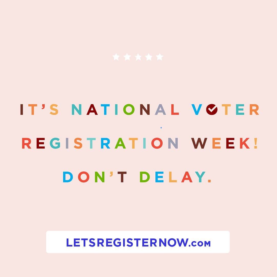 のインスタグラム：「It's National Voter Registration Week! Don't wait. LetsRegisterNow.com」