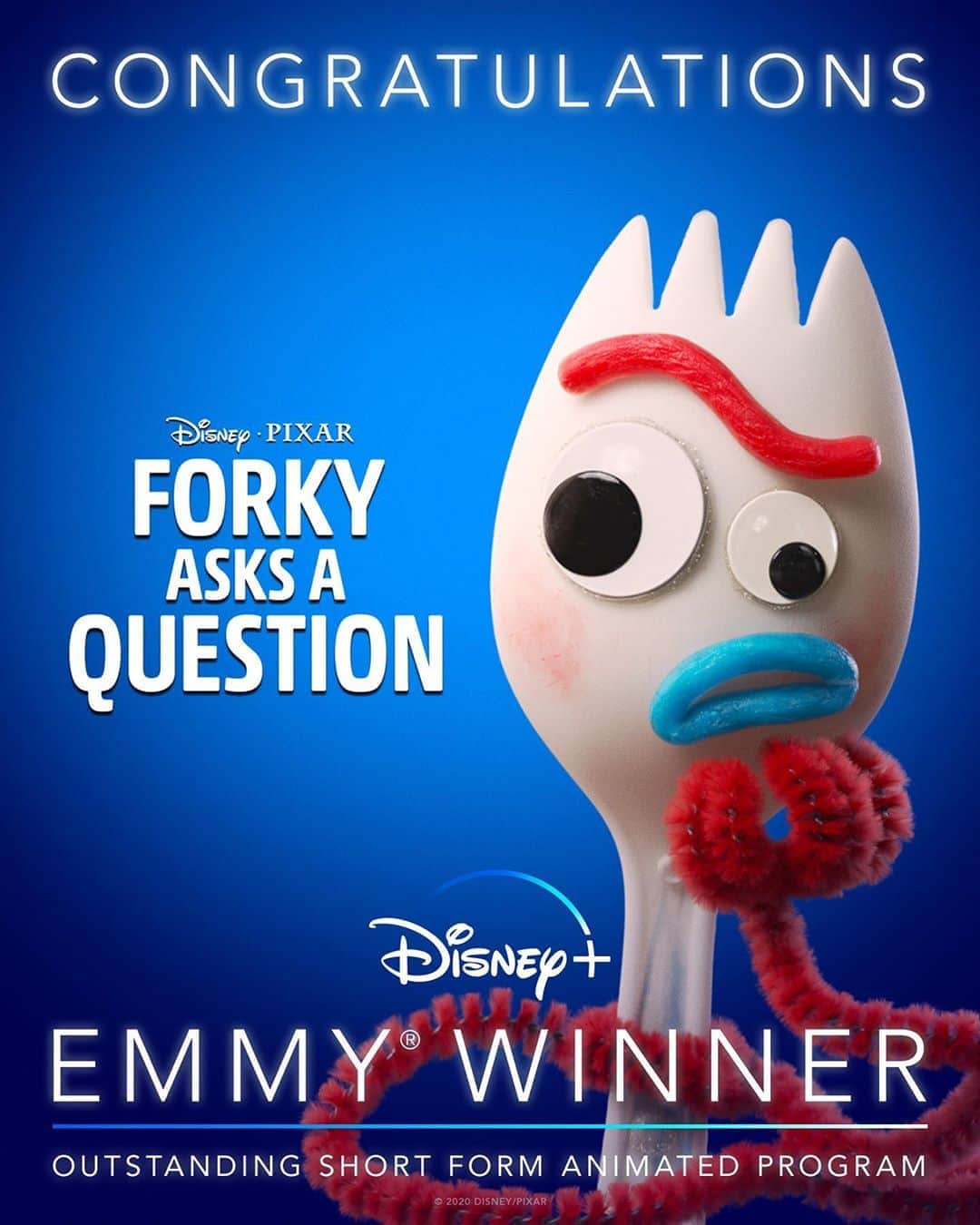 Disney Pixarさんのインスタグラム写真 - (Disney PixarInstagram)「Congratulations to the team behind #ForkyAsksAQuestion: What is Love? on its Emmy® win for Outstanding Short Form Animated Program! #Emmys2020」9月18日 9時12分 - pixar
