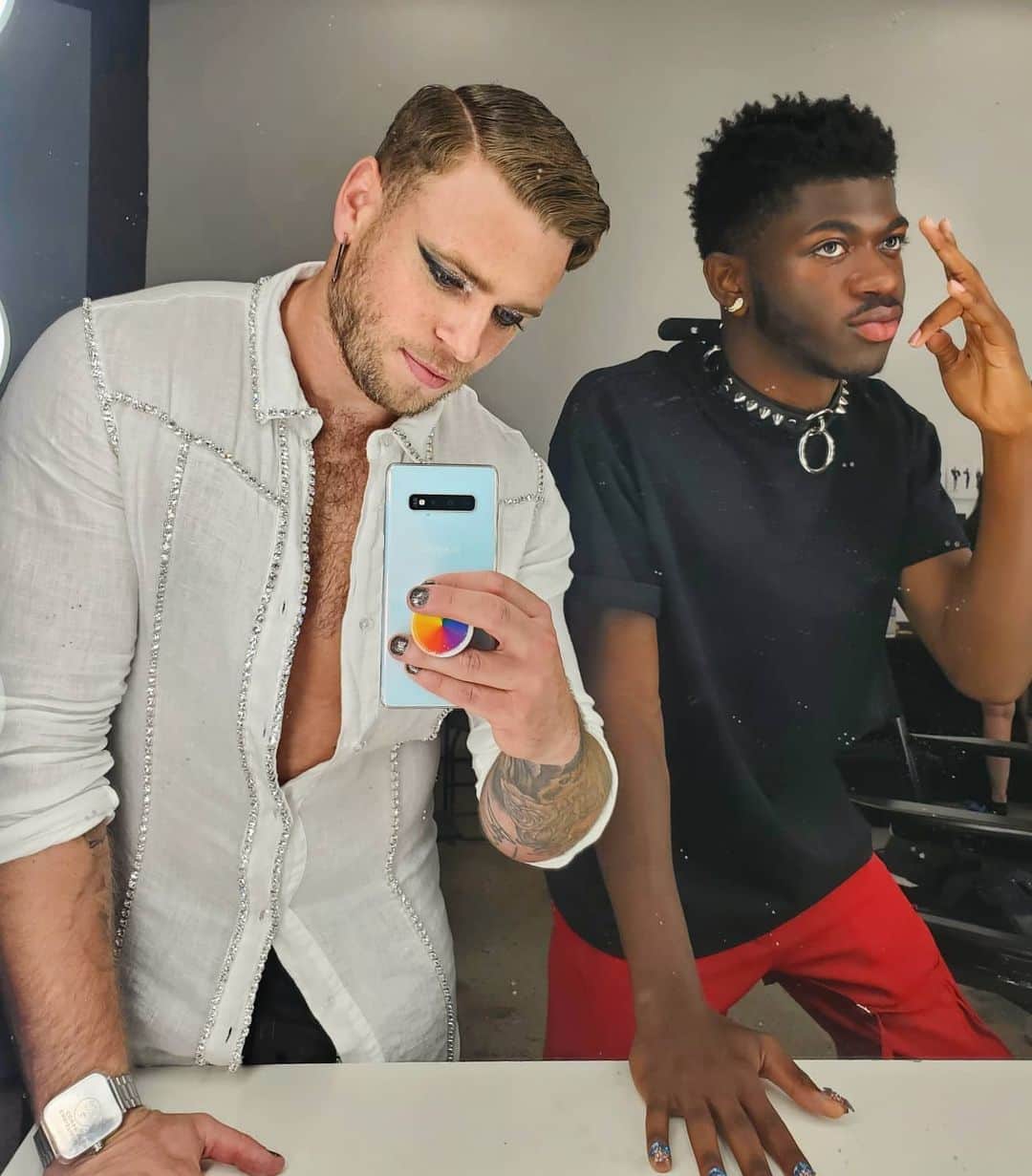 ガス・ケンワージーのインスタグラム：「Thank you @lilnasx and @christiancowan for including me in your @NYFW collaboration. 100% of the proceeds from this collection are going to @thelovelandfoundation to support the Black LGBTQ+ community and I feel very honored to have been a part of it alongside so many queer icons! 🙏🏼❤️」