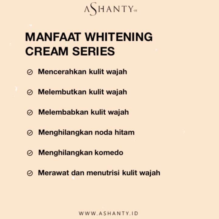ASHANTY BEAUTY CREAM OFFICIALのインスタグラム：「Manfaat menggunakan Whitening Cream Series : • Mencerahkan kulit wajah • Melembutkan kulit wajah • Melembabkan kulit wajah • Menghilangkan noda hitam • Menghilangkan komedo • Merawat dan menutrisi kulit wajah  _________________________________ Informasi dan pemesanan : WA: 085781140354 WA: 081287388885 WA: 087778489900 WA: 081293823950 FAST RESPONS CLICK LINK yang ada di Bio IG @ashantyid 🌸✨ _________________________________ #ashantybeautycosmetics #beauty #cosmetics #brandlocal #kosmetikhalal #makeup #kosmetikartis #ashanty #thehermansyah #beautyvlogger #jualkosmetikmurah #kosmetikmahal #kosmetikbagus #ashantyid #keluargaasix #ashantyhermansyah #mua」
