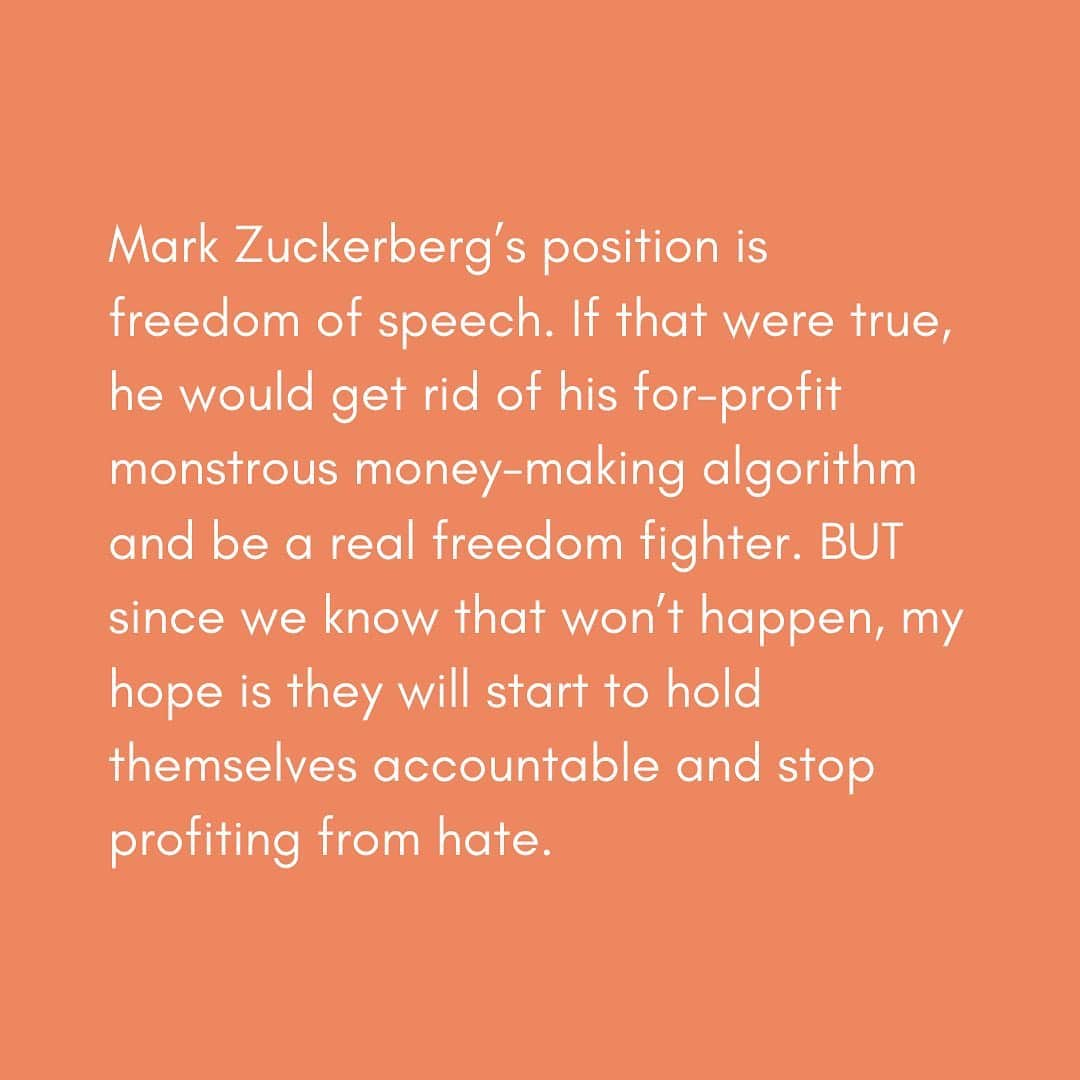 ケイト・ハドソンさんのインスタグラム写真 - (ケイト・ハドソンInstagram)「Facebook: stop hiding behind freedom of speech when there’s nothing “free” about it. #stophateforprofit #beaccountable」9月18日 22時27分 - katehudson