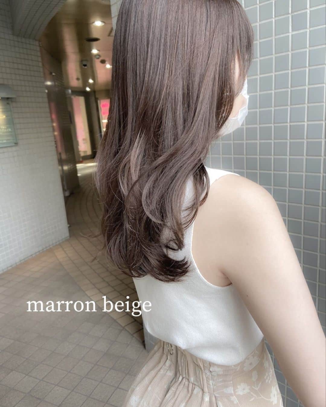 佃加菜のインスタグラム：「marron beige 仕事先で怒られないベージュ♡ . ブリーチしないで再現する7〜8トーンのベージュカラー バイト先や仕事先で厳しい方もお気軽にご相談ください♡ .」