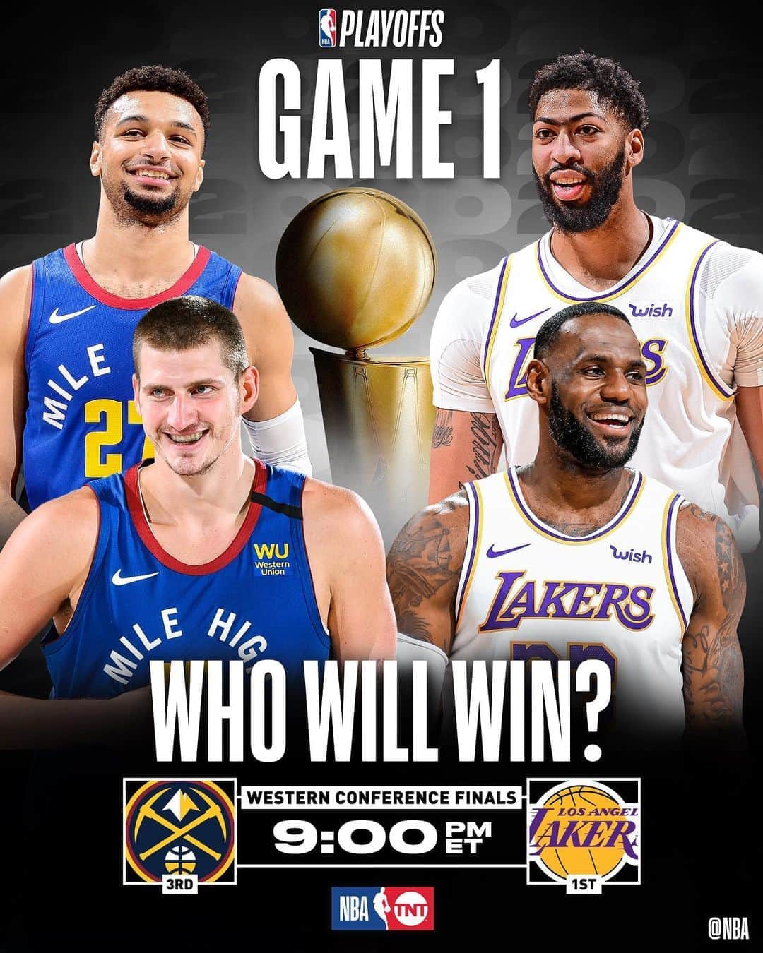 NBAさんのインスタグラム写真 - (NBAInstagram)「The 2020 Western Conference Finals between the @lakers & @nuggets tips off 9:00pm/et @nbaontnt!  ▶️▶️▶️▶️ Best of the season series (LA 3-1).」9月18日 22時30分 - nba