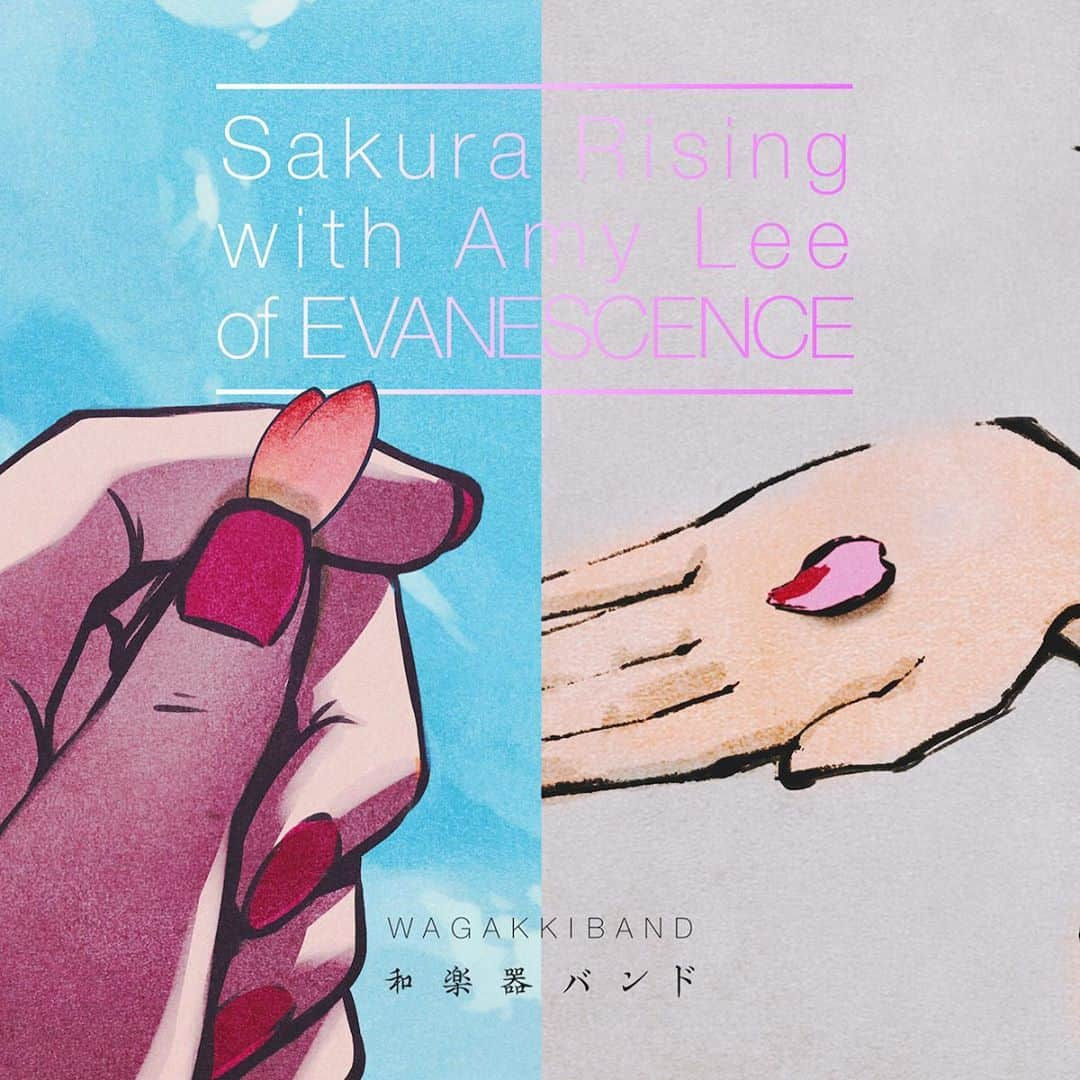 和楽器バンドのインスタグラム：「NEW ALBUM 『 #TOKYO_SINGING 』から  🌸"Sakura Rising with Amy Lee of EVANESCENCE"🌸  日米イラストレーターの共作による アニメーションリリックビデオを本日フルサイズ公開！！  https://www.youtube.com/watch?v=cyFskO6iB2E  #和楽器バンド #WagakkiBand #amylee  #EVANESCENCE  @amylee」