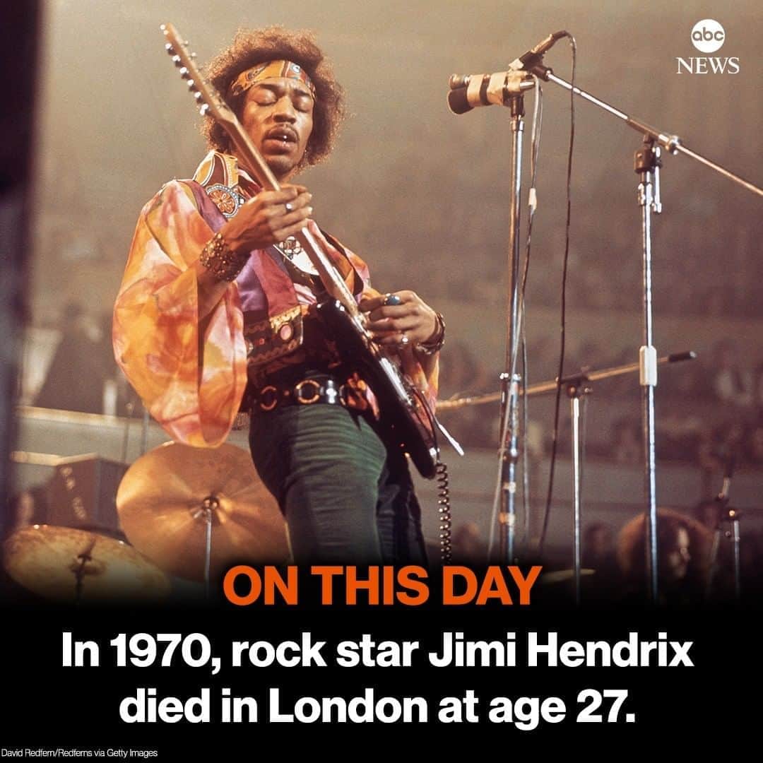 ABC Newsさんのインスタグラム写真 - (ABC NewsInstagram)「ON THIS DAY: 50 years ago, rock star Jimi Hendrix, one of the 20th century's most creative and influential musicians, died in London at age 27. #jimihendrix #onthisday #history #music #rocknroll」9月18日 19時11分 - abcnews